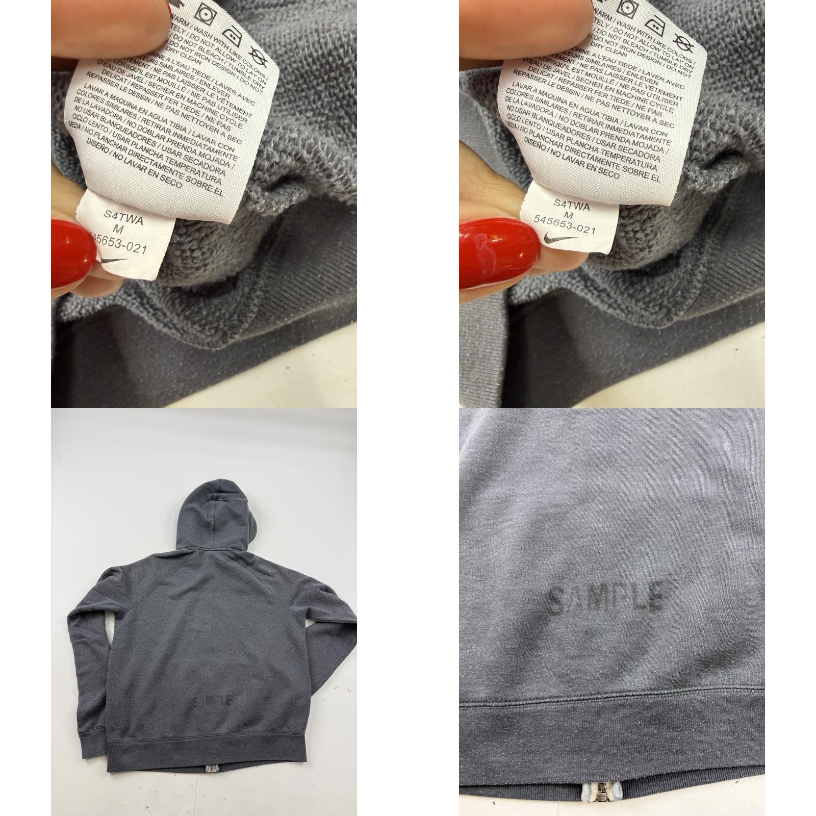 Nike Nike Hoodie Mens Medium Gray Full Zip Big Logo Sample Sweatshirt 545653-021 Size US M / EU 48-50 / 2 - 8 Thumbnail
