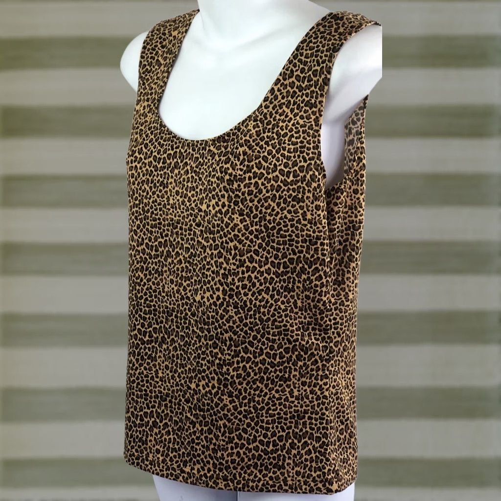 Vintage VINTAGE Cinema Eloile Tank Top M Leopard Cheetah Scoop Sleeveless Brown Black 90s Y2K Punk Rock Womens M Size M / US 6-8 / IT 42-44 - 1 Thumbnail
