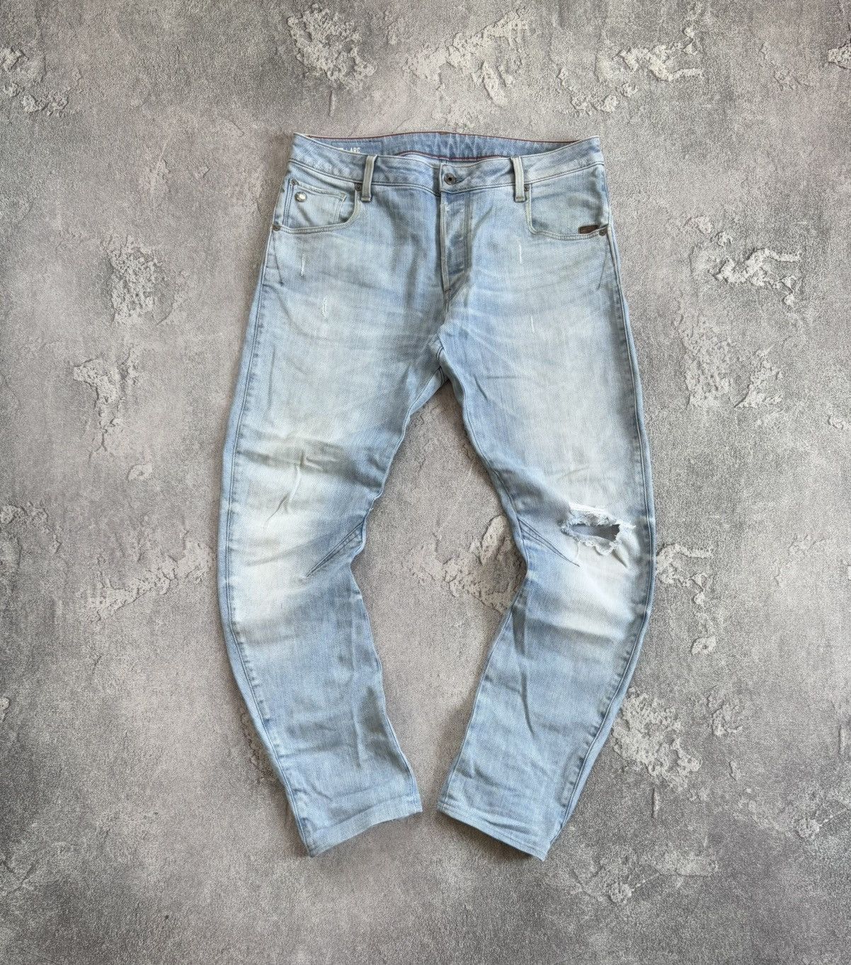 G-Star G star raw 34/36 ARC 3D slim Distressed denim pant trouser Size US 34 / EU 50 - 4 Thumbnail