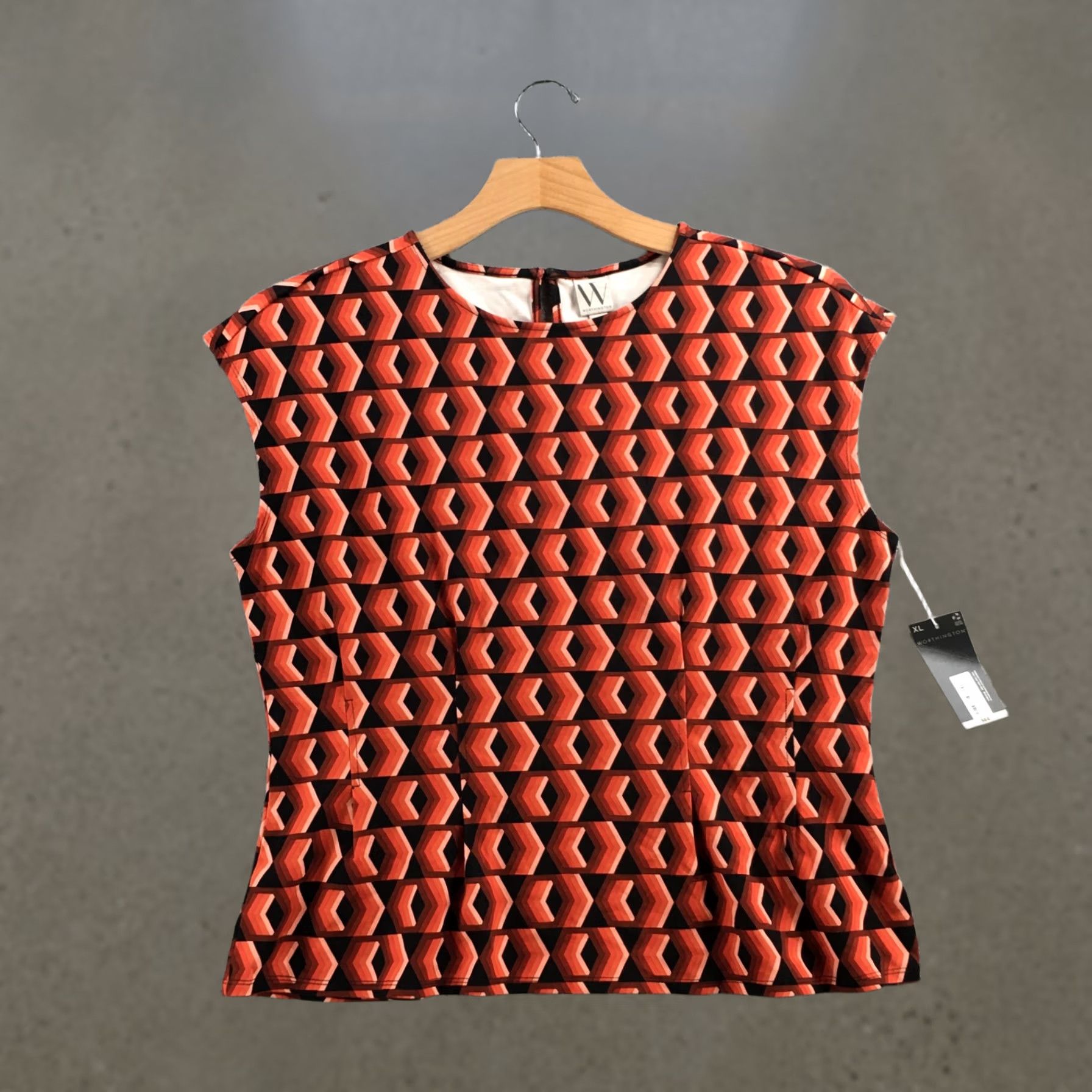 Worthington Worthington Blouse Top Womens XL Multi Geometric Print Short Sleeve Pullover NEW Size XL / US 12-14 / IT 48-50 - 1 Thumbnail