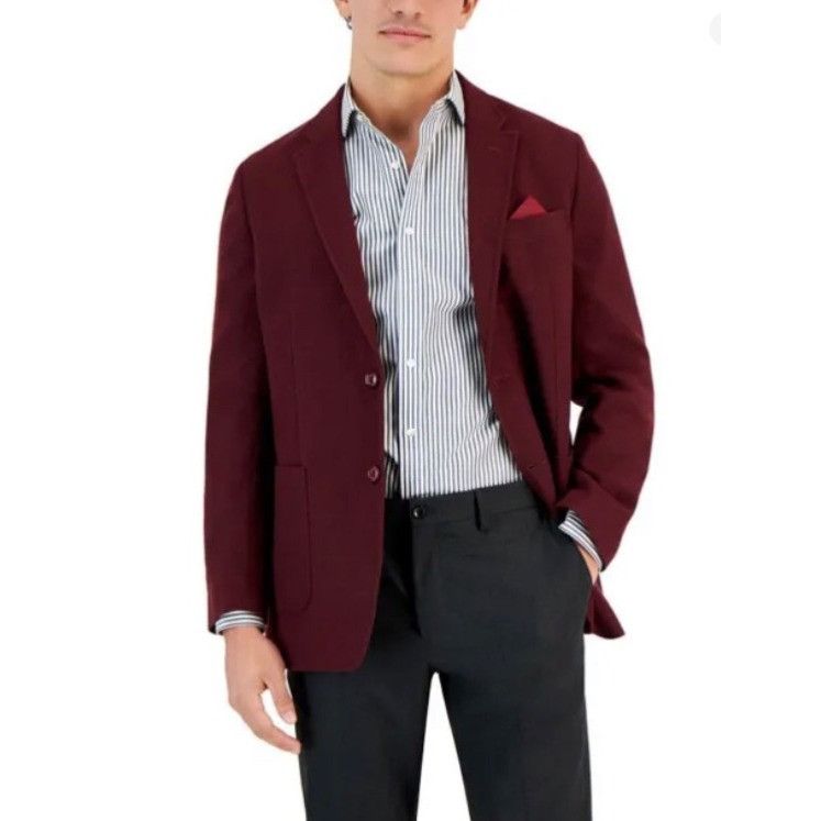 Vince Camuto Men Slim-Fit Twill Sport Coat Hill Wine 42S NWT