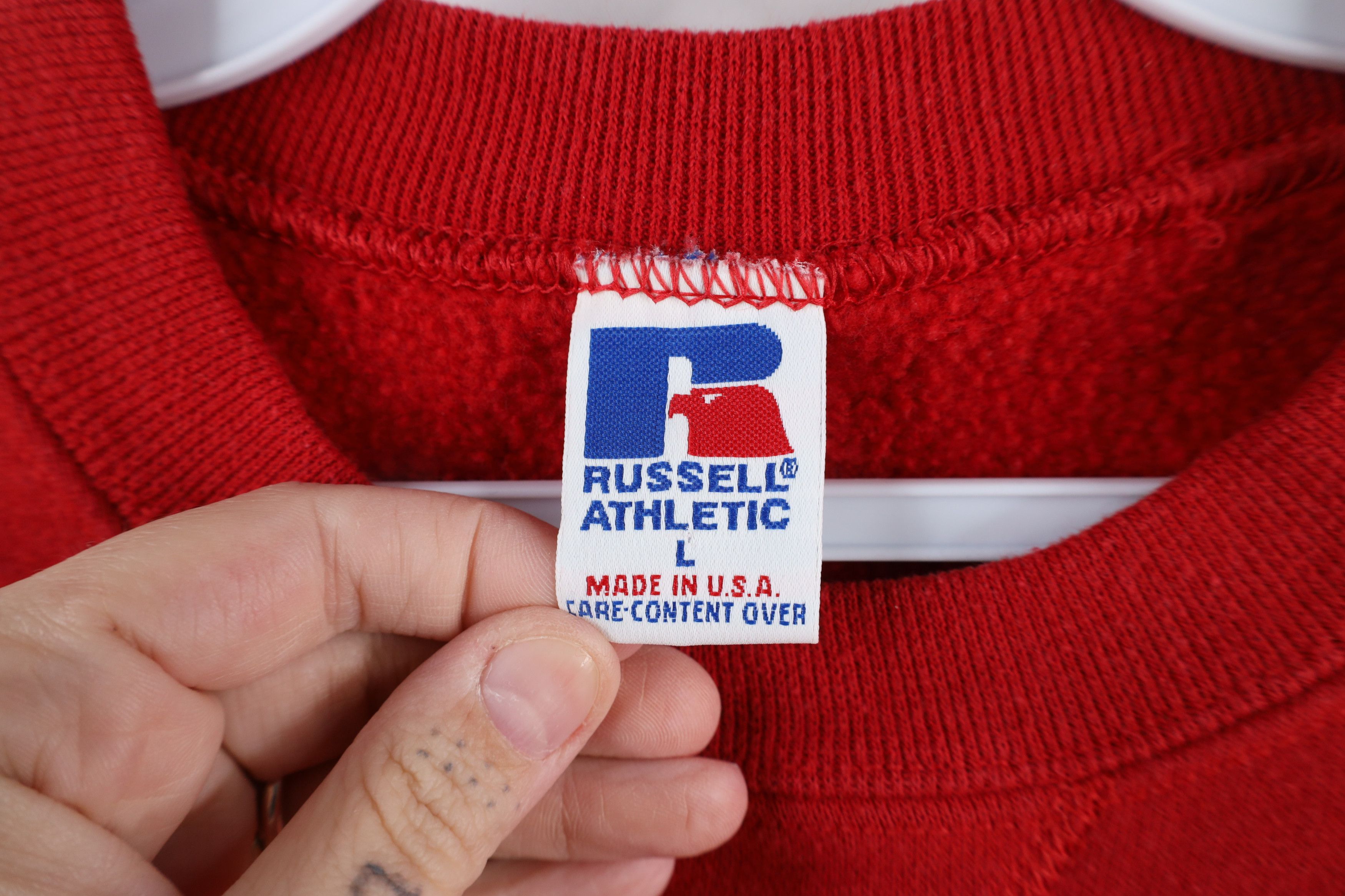 Russell Athletic × Vintage Vintage 90s Russell Athletic Crewneck Sweatshirt Red USA Size US L / EU 52-54 / 3 - 5 Thumbnail