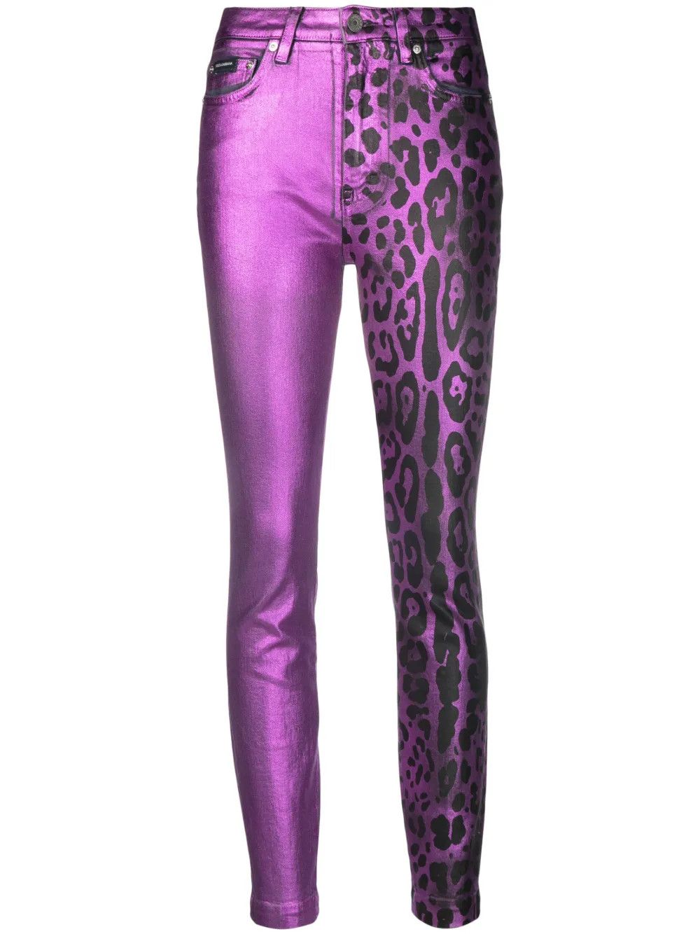 Dolce & Gabbana o1y0925 Leopard-Print Casual Pant in Purple/Black Size 28" / US 6 / IT 42 - 1 Thumbnail