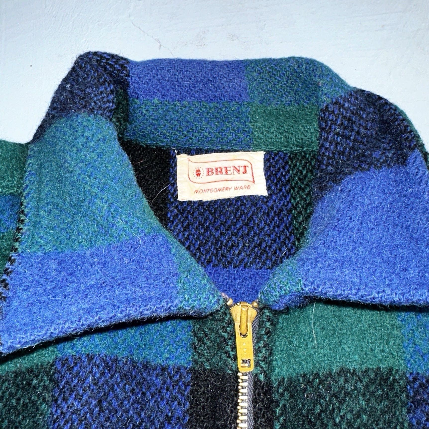 Vintage VINTAGE Montgomery Ward Wool Jacket Full Zip Plaid Outdoors 50s 60s Mens Large Size US L / EU 52-54 / 3 - 6 Thumbnail