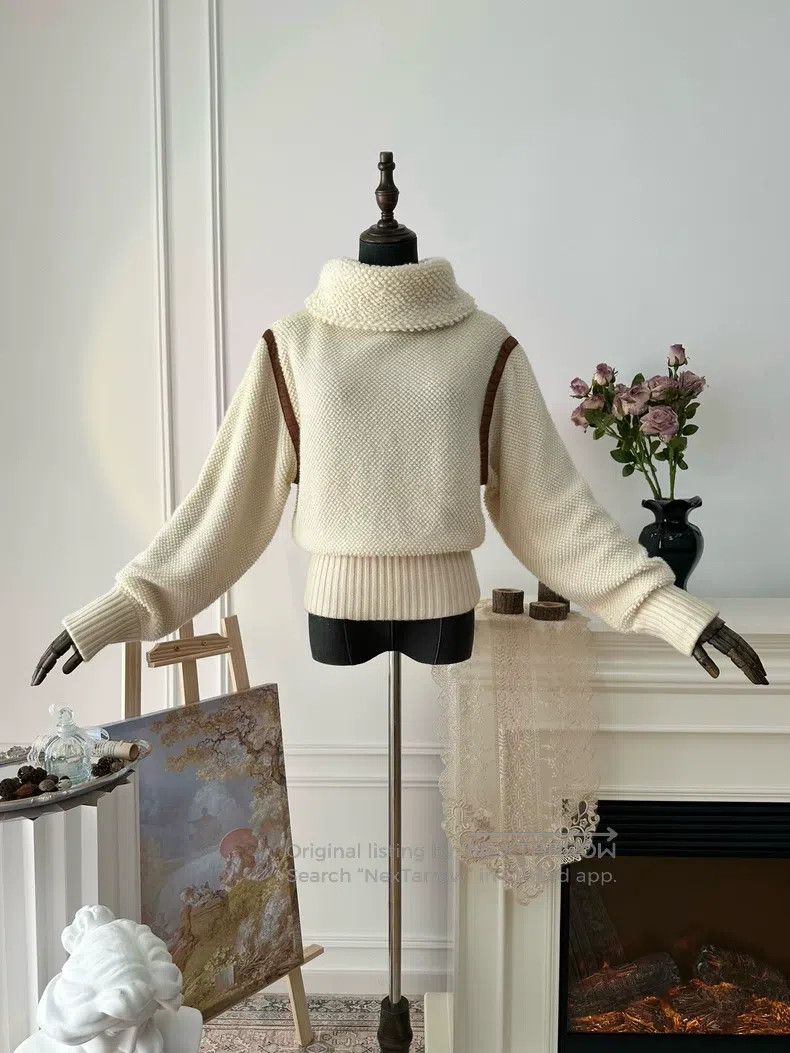 Hermes Hermes Women's Cashmere Casual High Neck Knit Sweater, Bei Size XS / US 0-2 / IT 36-38 - 1 Thumbnail