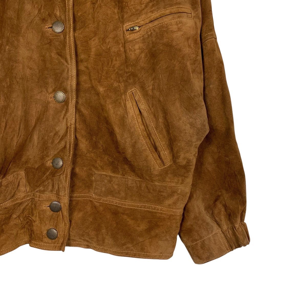 Vintage 80s SACIP Made in Italy Deer Suede Leather Jacket #2552-C115 Size US M / EU 48-50 / 2 - 4 Thumbnail