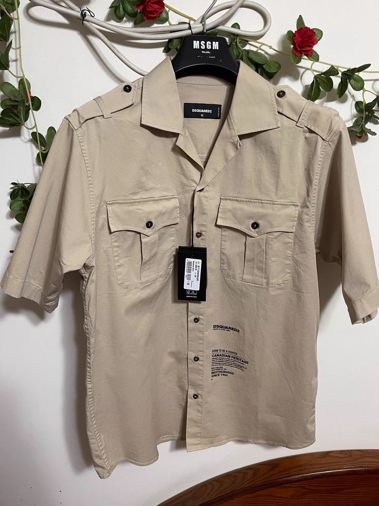 Dsquared2 Dsquared2 D2 Oversized Short Sleeve Shirt 50/52 Khaki Size US L / EU 52-54 / 3 - 1 Thumbnail