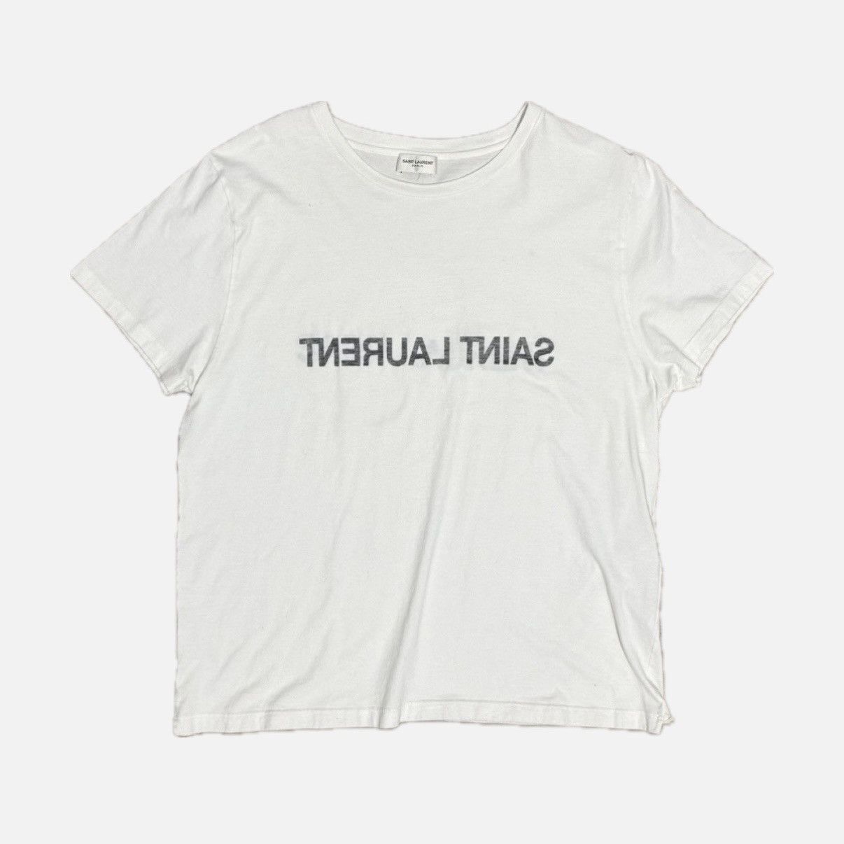 White Saint Laurent Reverse Logo Tshirt
