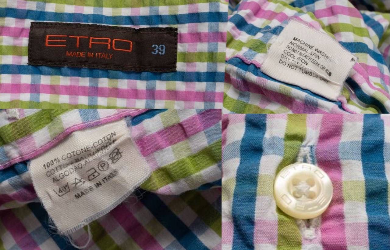 Etro 🔵ETRO Italy 39 Multicolour Check Bottom Up Shirt Made Italy Size US M / EU 48-50 / 2 - 3 Thumbnail
