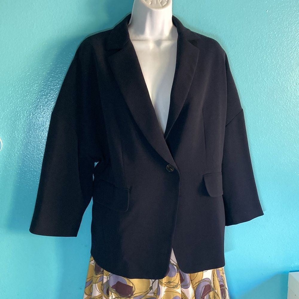 Alberto Alberto Biani Dark Navy Oversized Blazer Size 40 Fits up to Size L / US 10 / IT 46 - 1 Thumbnail