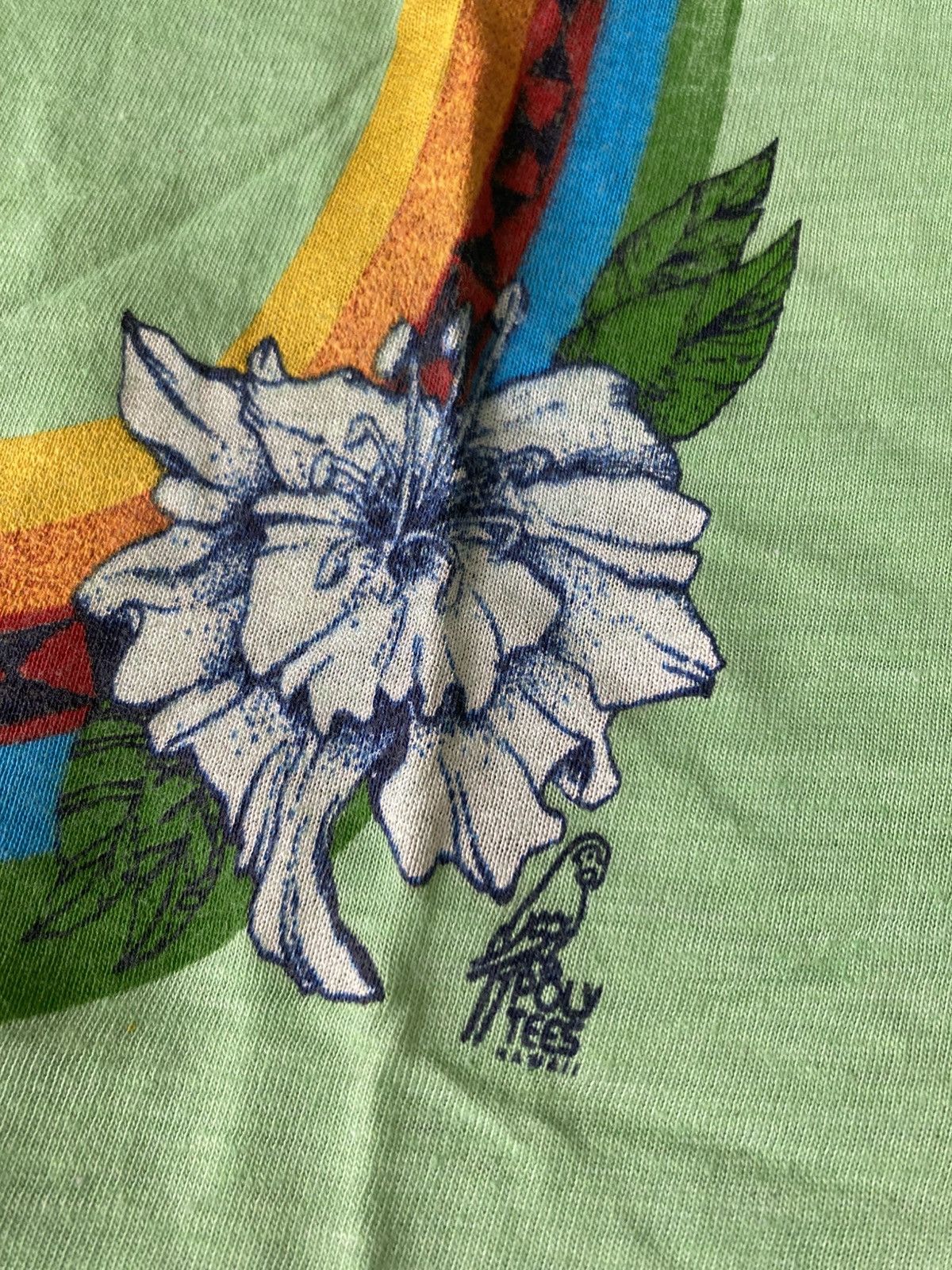 Vintage Vintage 70s Hawaii Polytees Neon Green T shirt Size US S / EU 44-46 / 1 - 4 Thumbnail