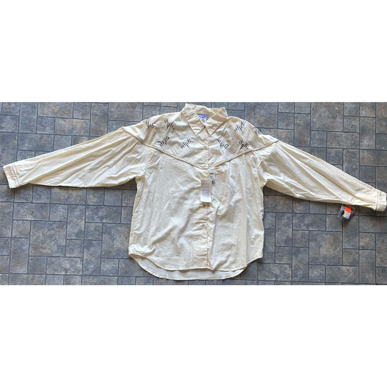Wrangler Wrangler XL Button Up Woven India Cotton White Embroidery Shoulder Pad Womens Size XL / US 12-14 / IT 48-50 - 2 Thumbnail
