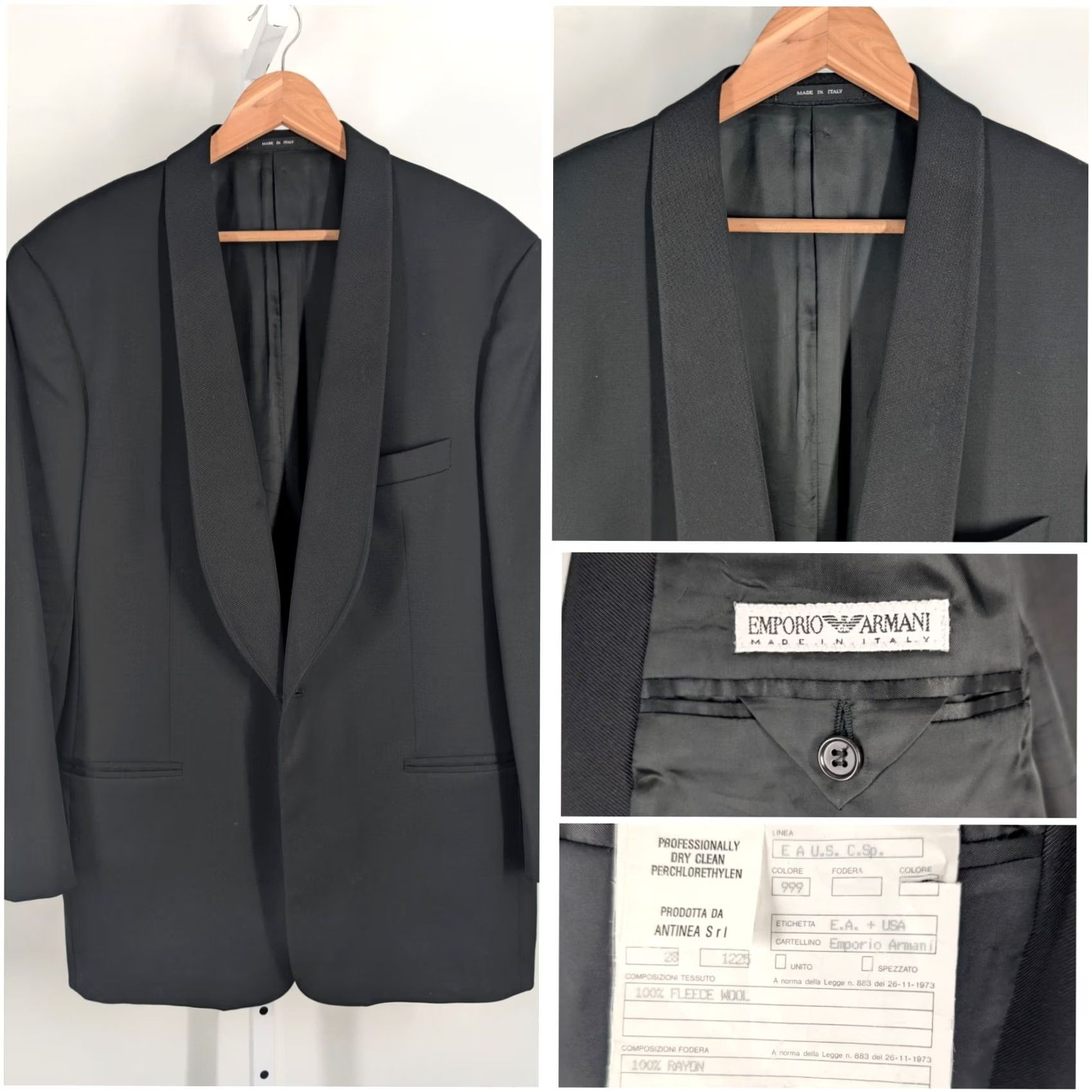 Giorgio Armani Giorgio Armani Tuxedo Jacket Shawl Lapel Size 52 Black Men Formal Suit Jacket 42 Chest Regular Length Italy Emporio Size 42R - 2 Thumbnail