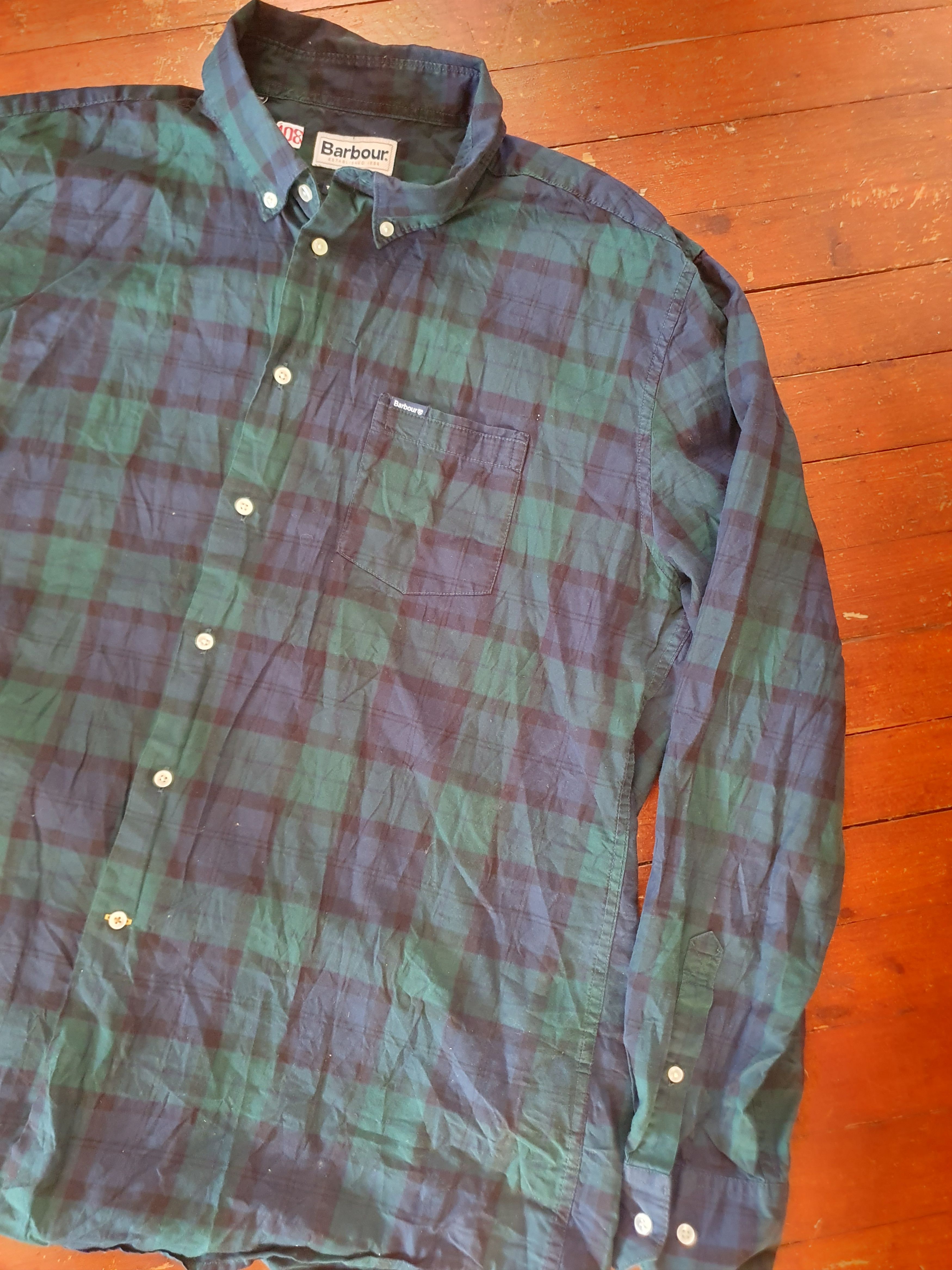 Barbour Barbour Tailored Fit Flannel shirt Plaid Blue Green sz XL Size US XL / EU 56 / 4 - 10 Thumbnail