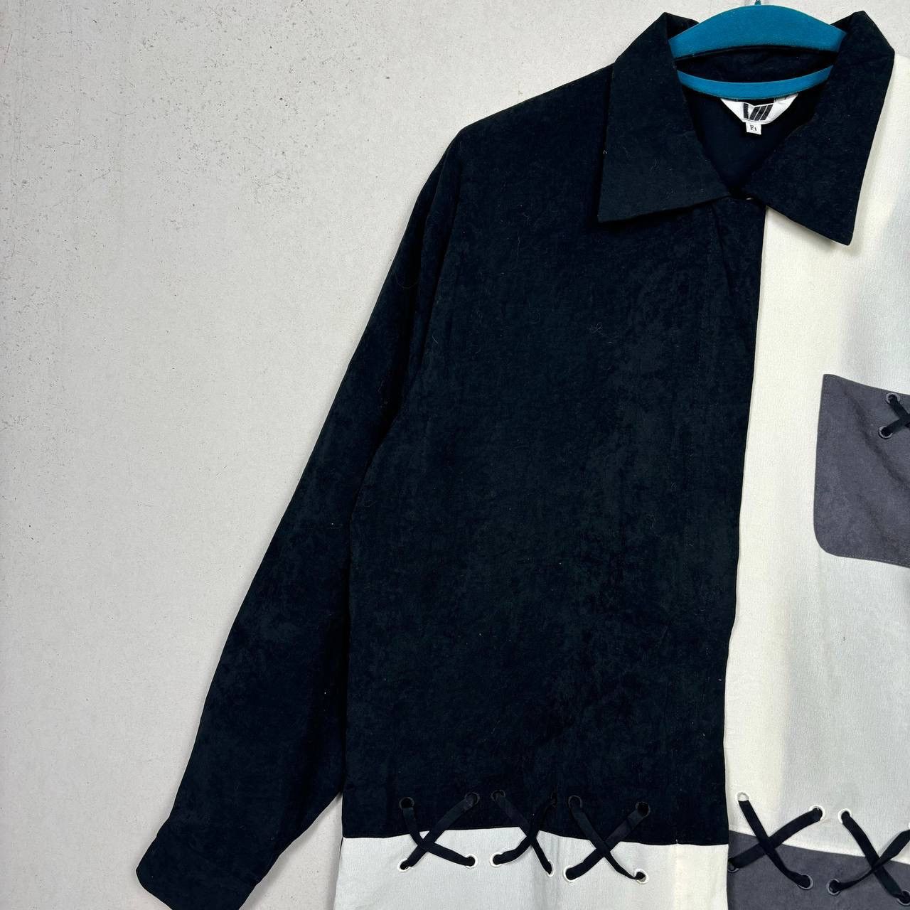 VTG 90s Japanese Archival Lace-Up Colorblolck Shirt Zipper