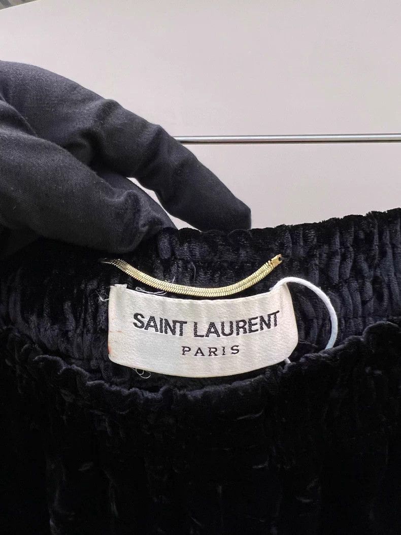 Saint Laurent Paris Saint Laurent Paris Black velvet wide-leg pants Size 39" - 3 Thumbnail