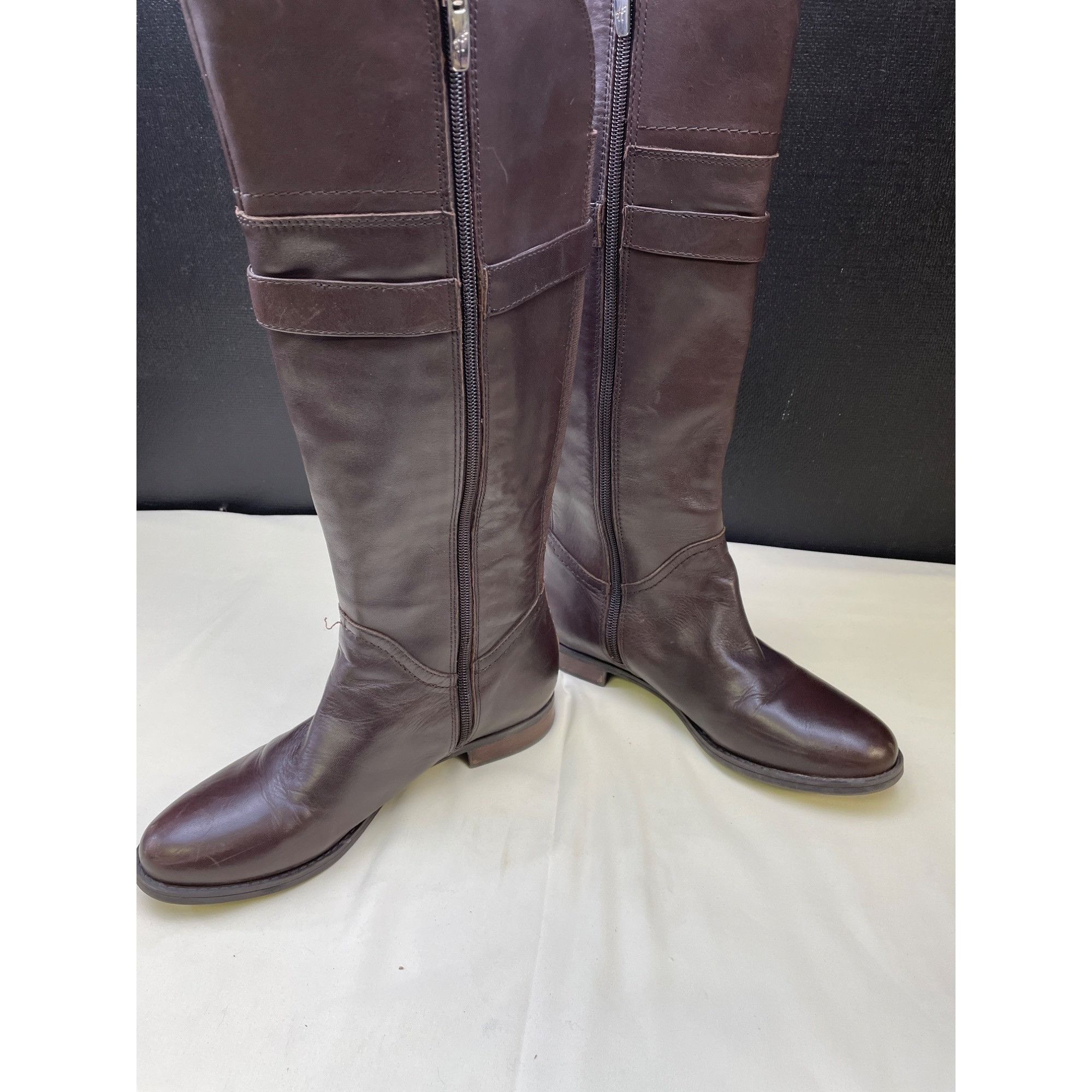 Marc Fisher Mark Fisher Women's Brown Leather Riding Boots/Shoes Size 7. Size US 7.5 / IT 37.5 - 3 Thumbnail