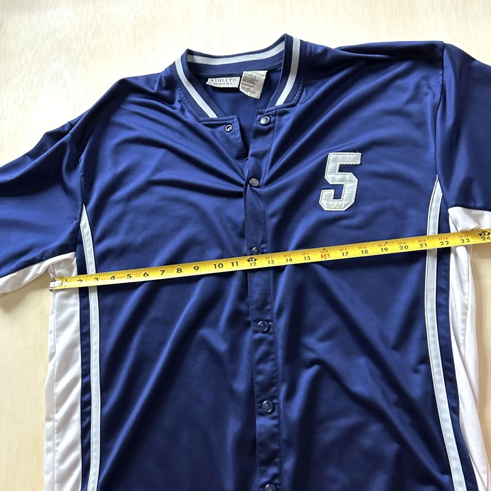 Athletic Works Athletic Works Jersey Shirt Mens L Navy Button Up #5 - Colorblock Lightweight Baseball Shirt Size US L / EU 52-54 / 3 - 7 Thumbnail