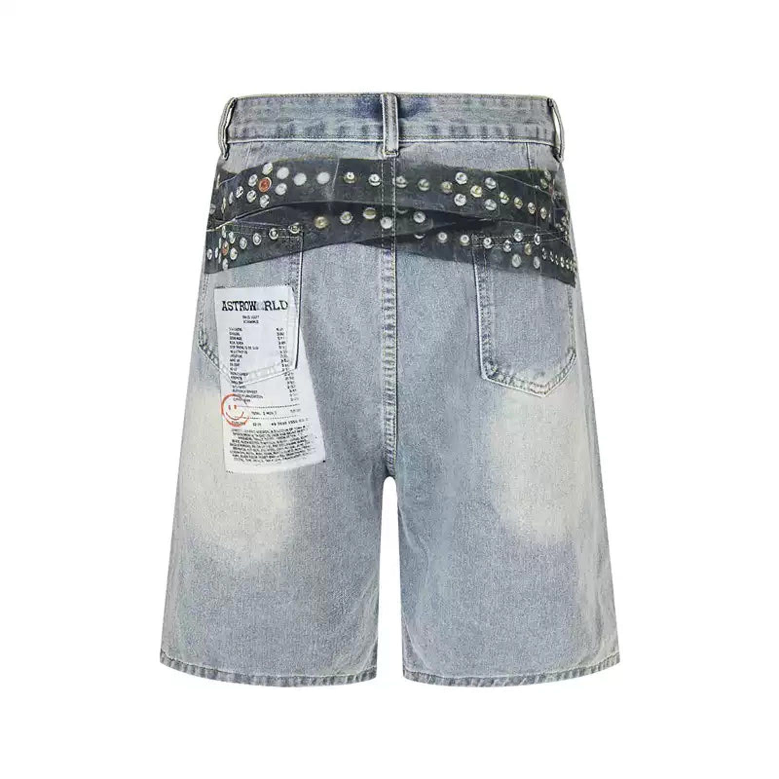 Vintage Blue Studded Denim Jorts with Belt Print Size US 30 / EU 46 - 5 Thumbnail