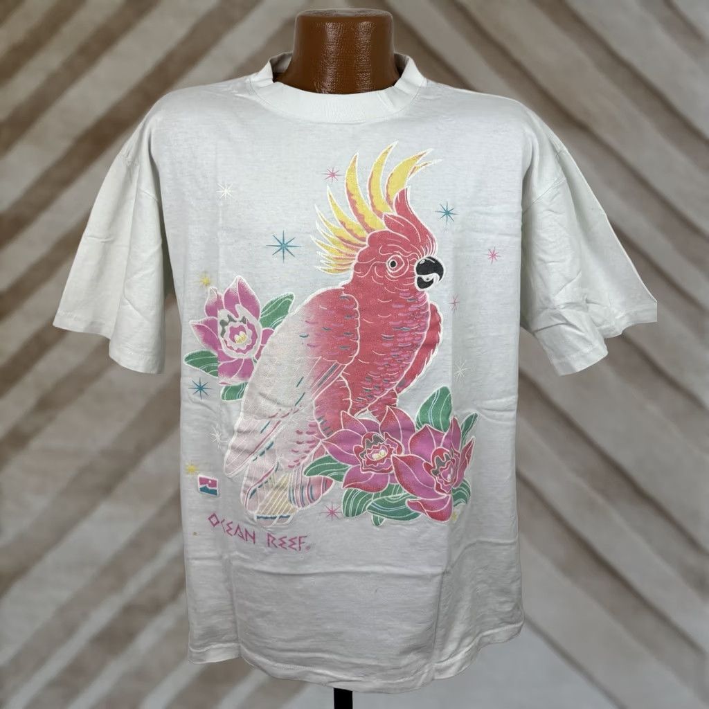 Vintage VINTAGE Florida Tropical Bird T-shirt Mens XL 90s Ocean Beach Lotus Flower Shirt Size US XL / EU 56 / 4 - 1 Thumbnail
