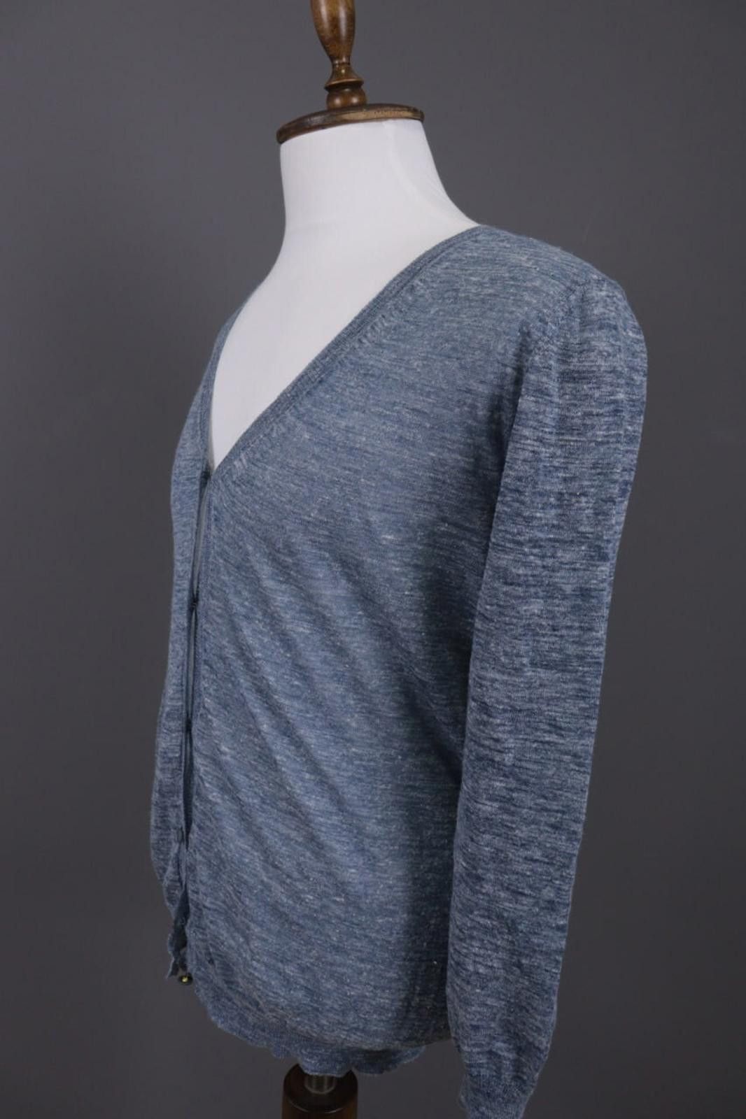 CLOSED Closed Blue Linen Knit Cardigan Sweater Size M Size US M / EU 48-50 / 2 - 5 Thumbnail
