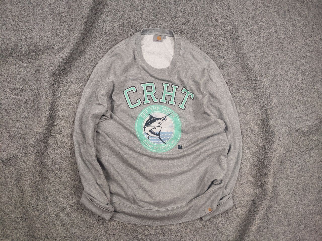 Carhartt Vintage Carhartt Camp Detroit Fish Logo Gray Sweatshirt Size US M / EU 48-50 / 2 - 1 Thumbnail
