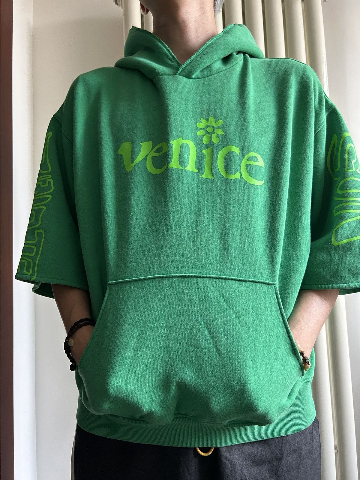ERL ERL green short cut ‘wide cuff venice’ hoody Size US L / EU 52-54 / 3 - 10 Thumbnail