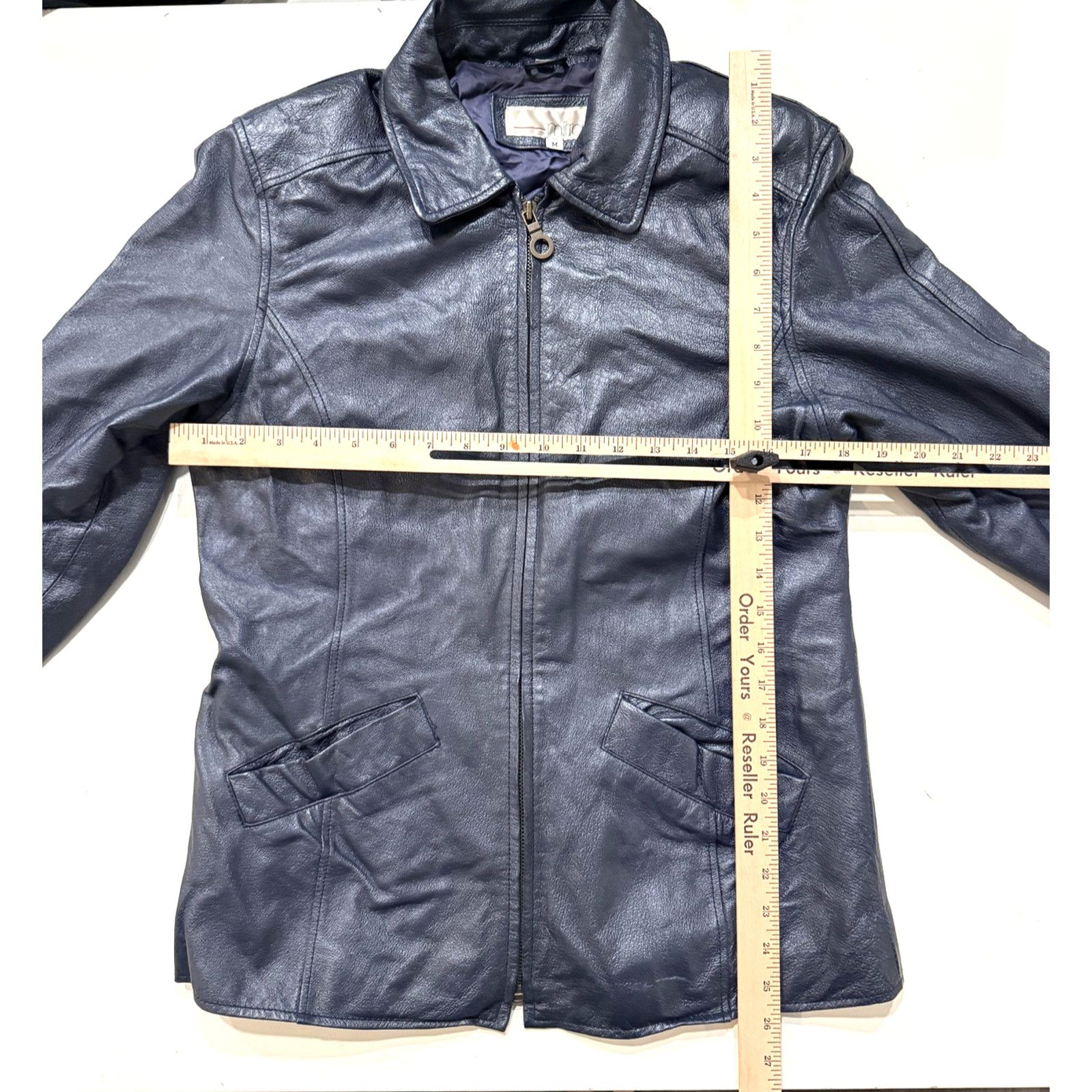 & Other Stories Vintage Mitrani Jacket Womens MED Blue Genuine Leather Korea Size M / US 6-8 / IT 42-44 - 5 Thumbnail