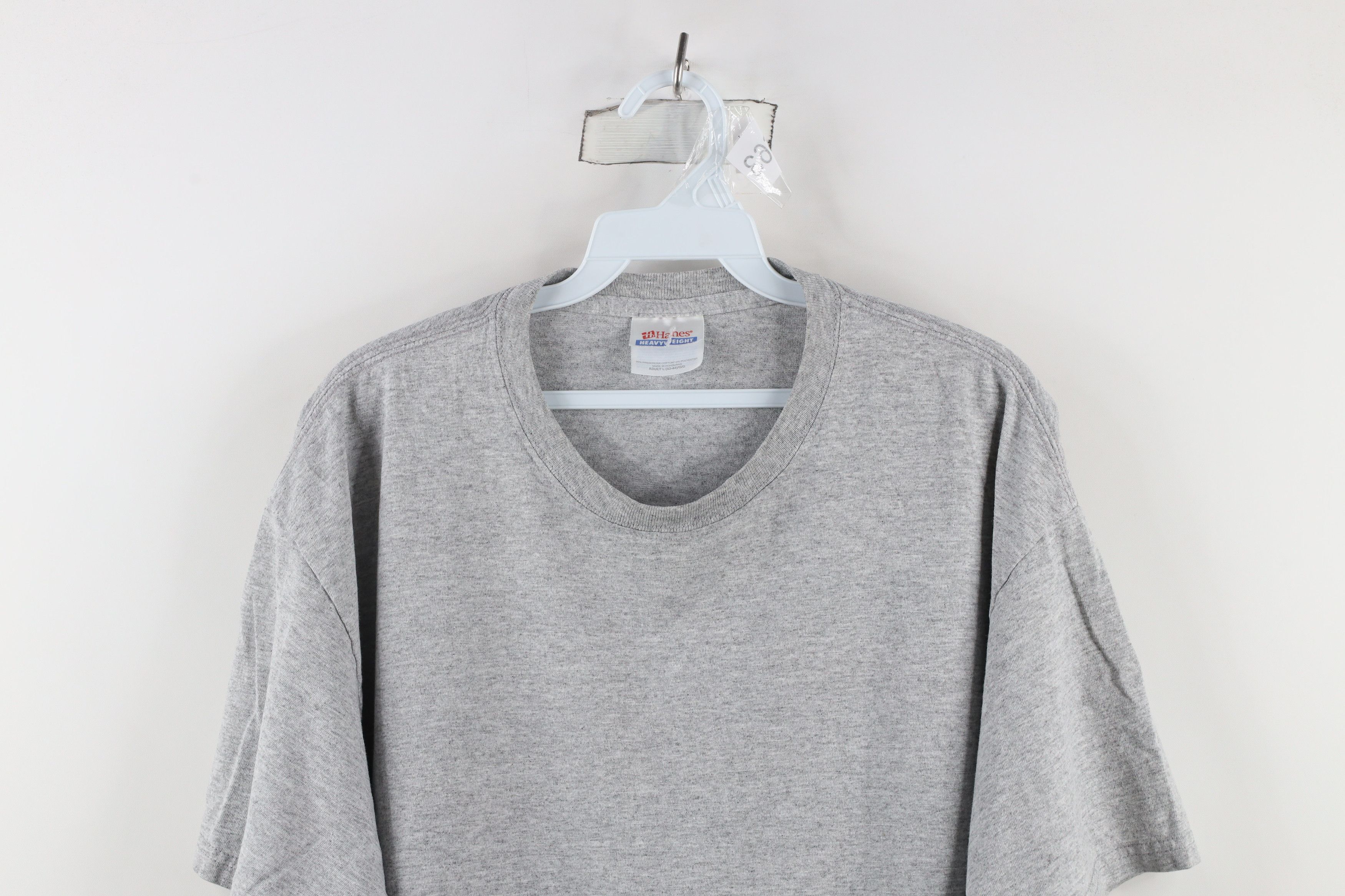 Hanes × Vintage Vintage 90s Hanes Heavyweight Blank T-Shirt Heather Gray Size US L / EU 52-54 / 3 - 2 Thumbnail