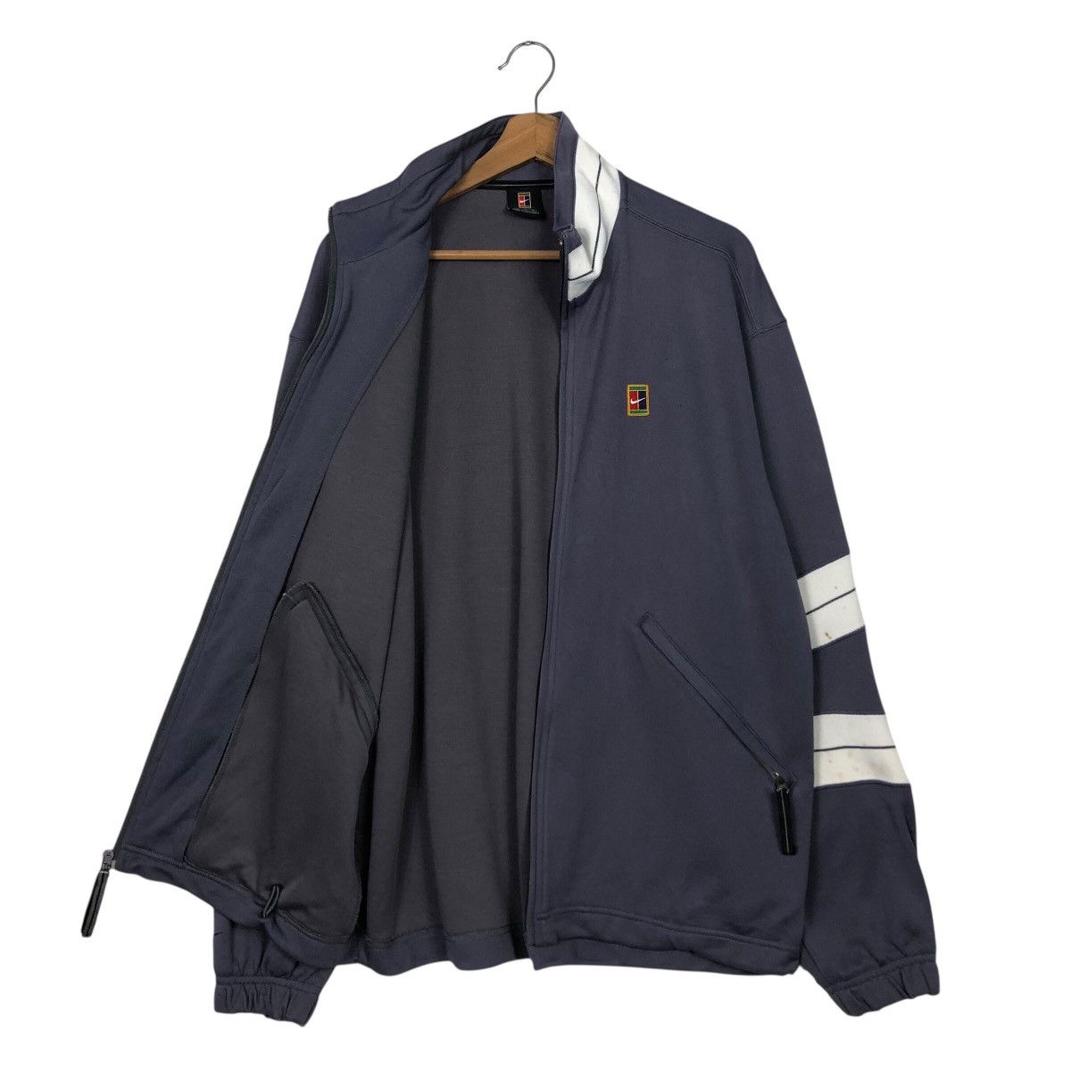 Nike 📌Rich Grey Vintage Zipper Jacket Nike Court Big Logo Size US M / EU 48-50 / 2 - 12 Thumbnail