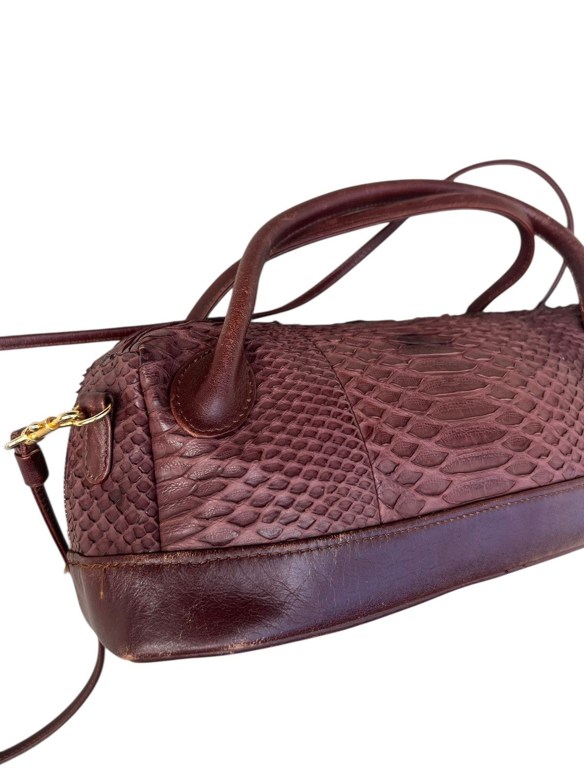 Leather Vintage GRES PARIS Python Skin Leather 2 Way Mini Boston Bag Size ONE SIZE - 10 Thumbnail