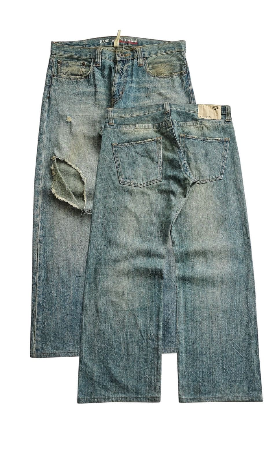 Kapital Free Gate Ripped Mud Wash Jeans Size US 34 / EU 50 - 1 Thumbnail