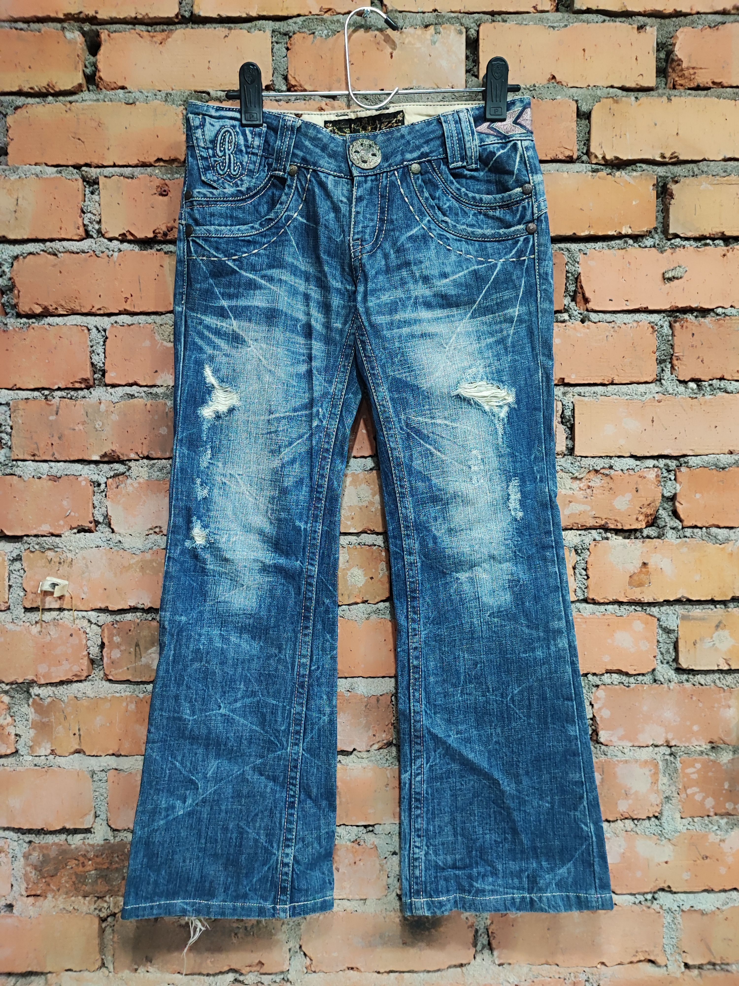Ed Hardy Y2K Vintage RIOBERA GOTHIC FLARE JEANS Size US 30 / EU 46 - 2 Thumbnail