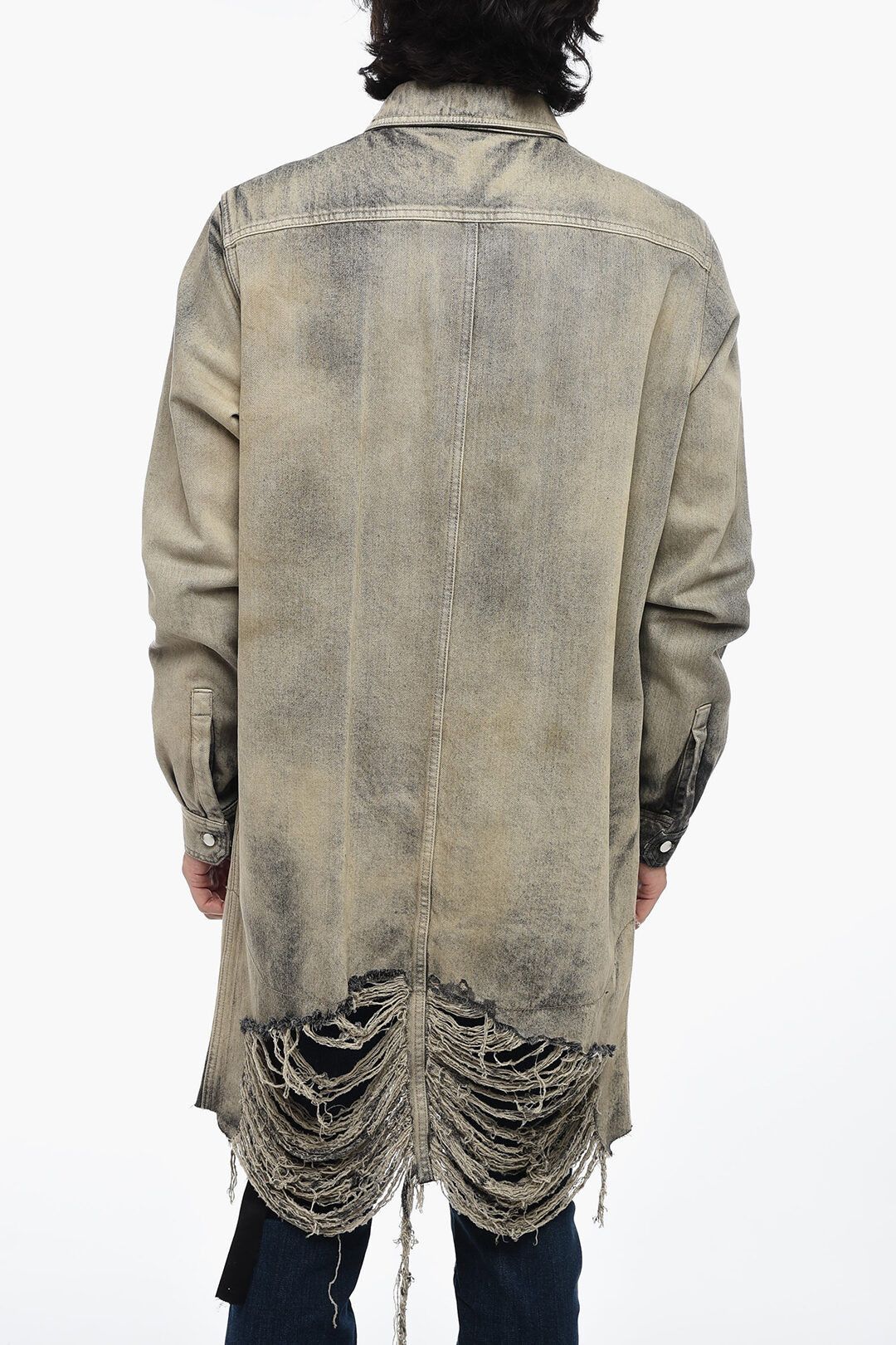 Rick Owens og1mm1025 Distressed Denim Overshirt in Grey Size US M / EU 48-50 / 2 - 2 Thumbnail