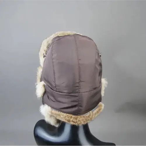 Other Warm Natural Rabbit Fur Bomber Hat With Earflaps Size ONE SIZE - 2 Thumbnail