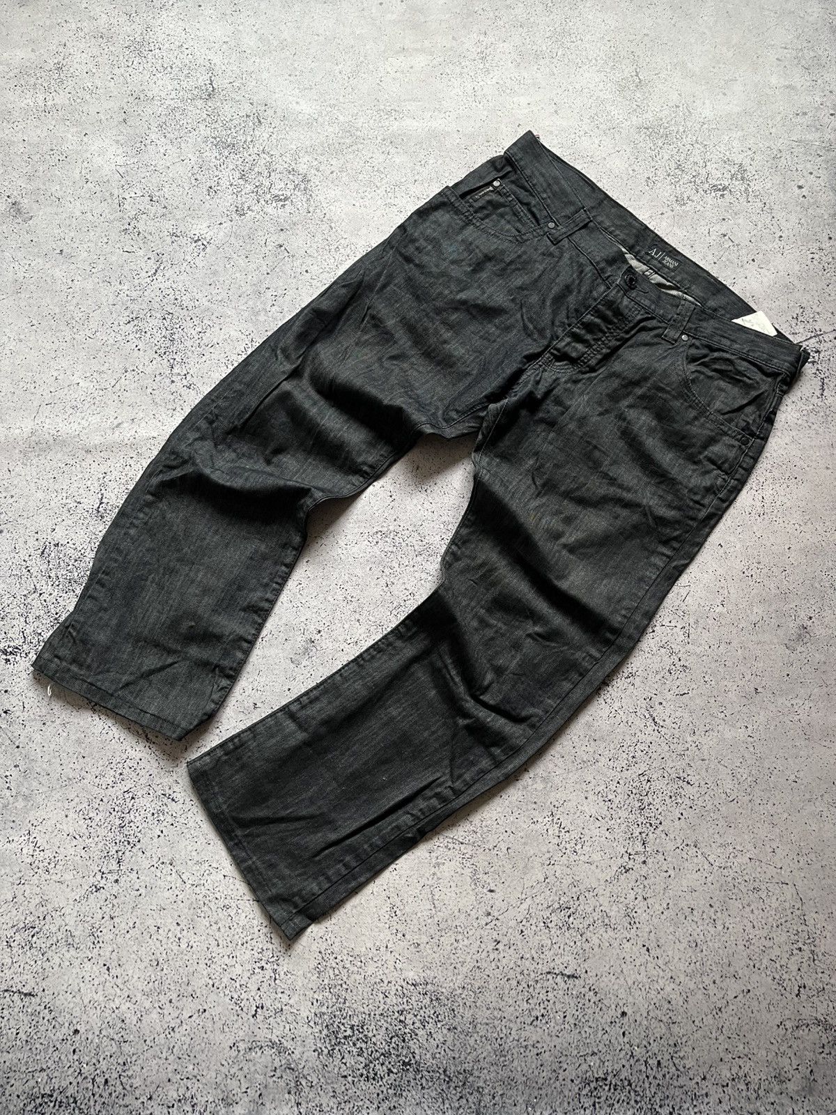 Giorgio Armani Vintage Black Giorgio Armani Metal Logo Denim Jeans Y2K USA Size US 38 / EU 54 - 9 Thumbnail
