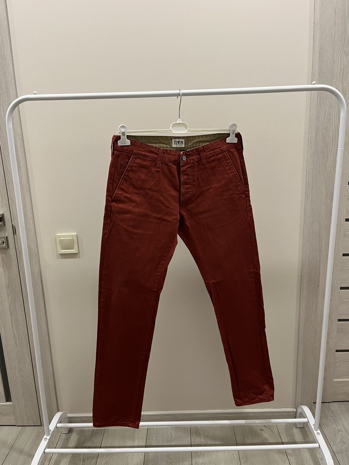 Edwin Edwin 55 Loose Y2K Chino Pants Sz 31 Ebony Dark Red Japanese Size US 31 - 1 Thumbnail