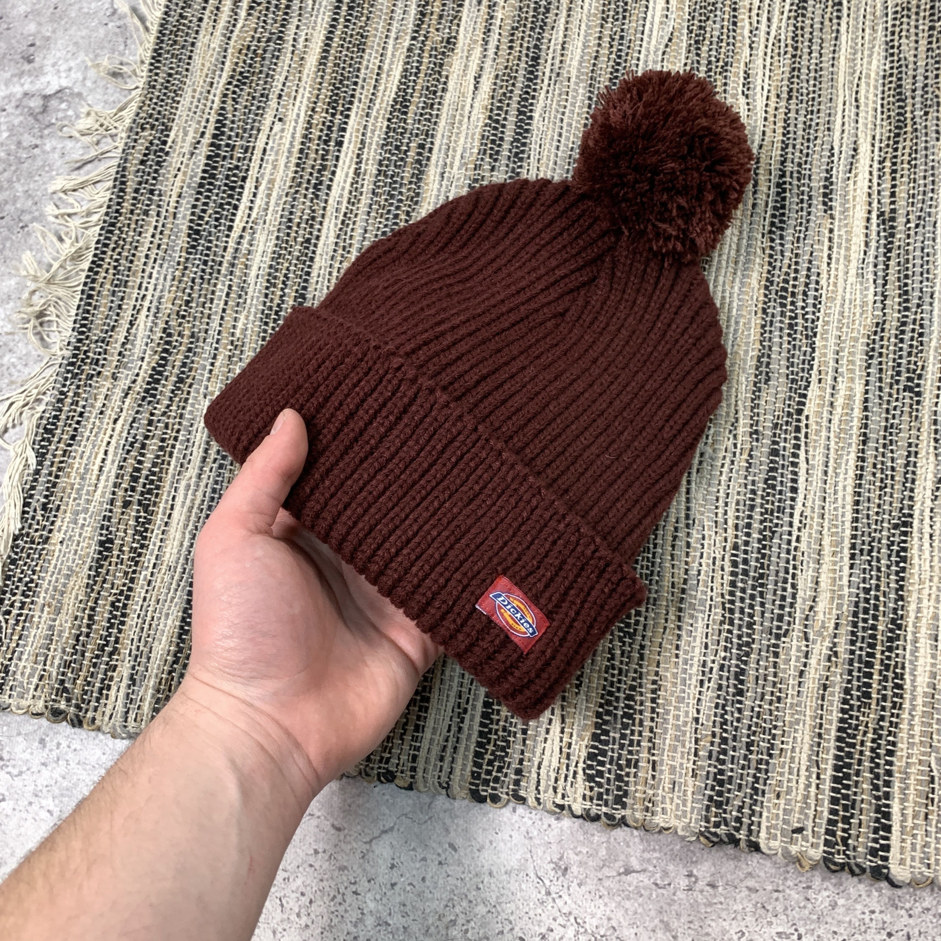 Dickies Dickies Knit Burgundy Pom-Pom Beanie Winter Hat Size ONE SIZE - 5 Thumbnail