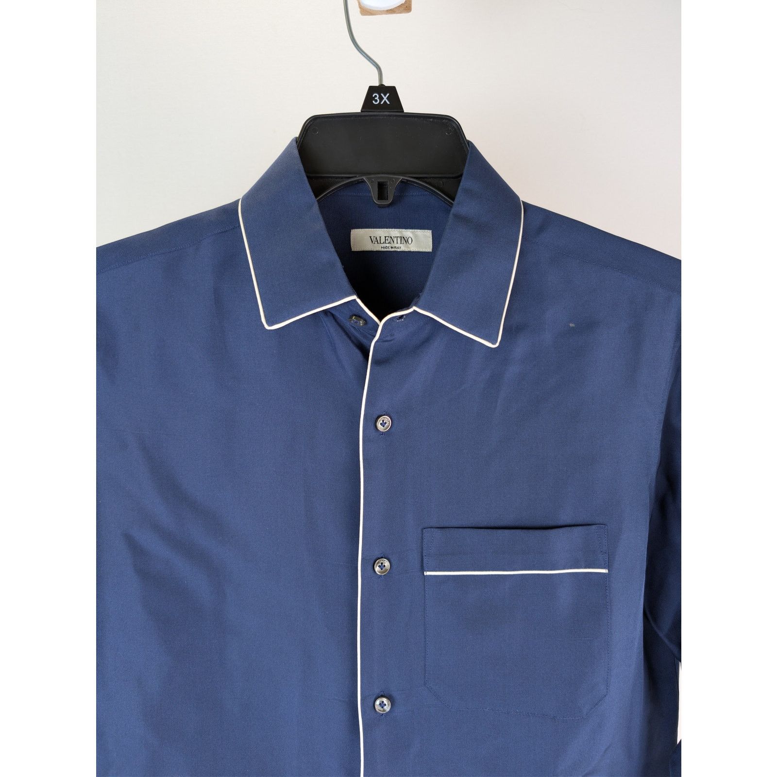 Valentino o1rshd1 CC20 silk piped Button up Shirt in Navy Blue Size US S / EU 44-46 / 1 - 7 Thumbnail
