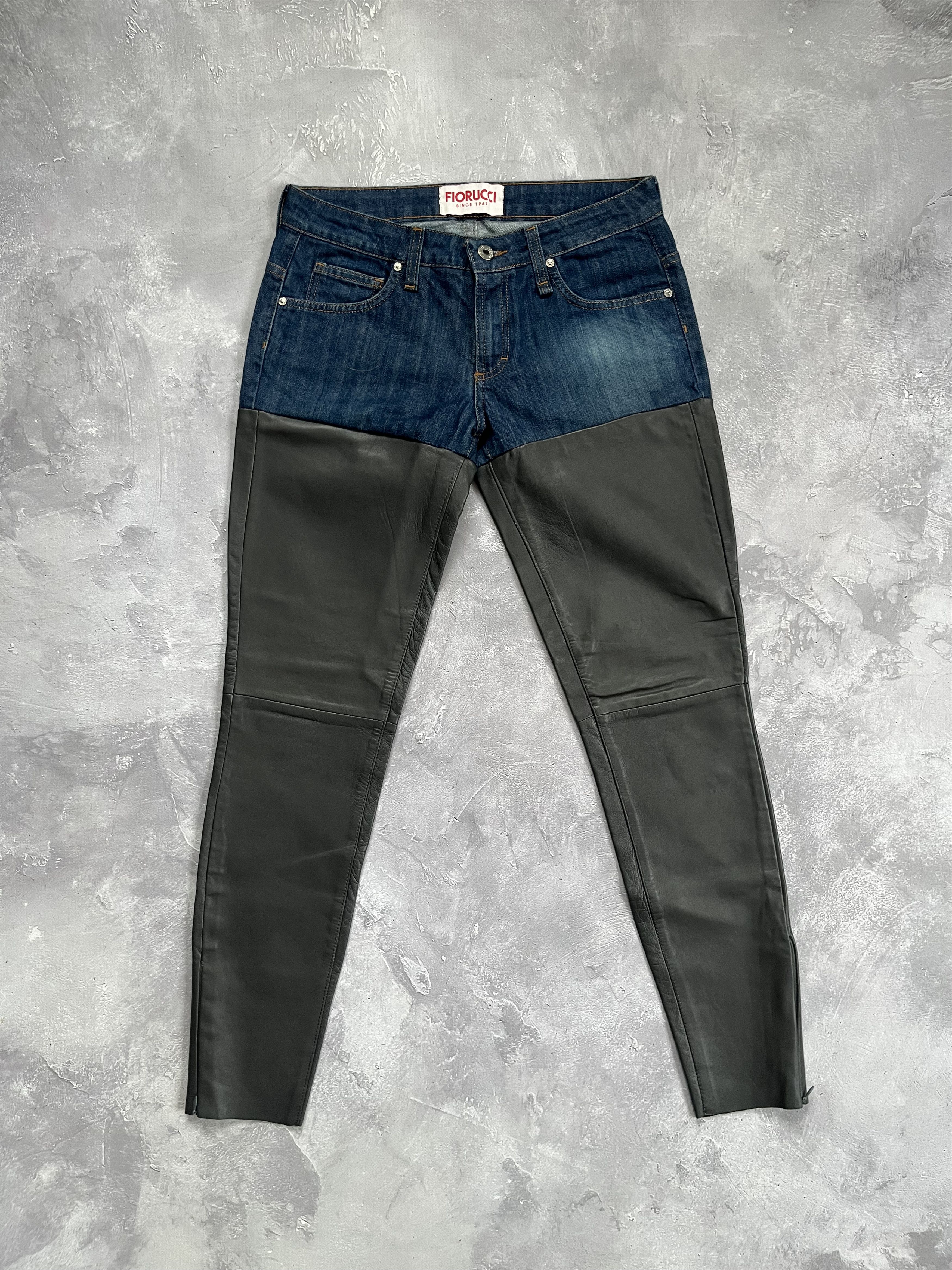 Fiorucci Fiorucci Leather Panel Jeans W27 Y2K Denim Moto Pants Size 27" / US 4 / IT 40 - 2 Thumbnail