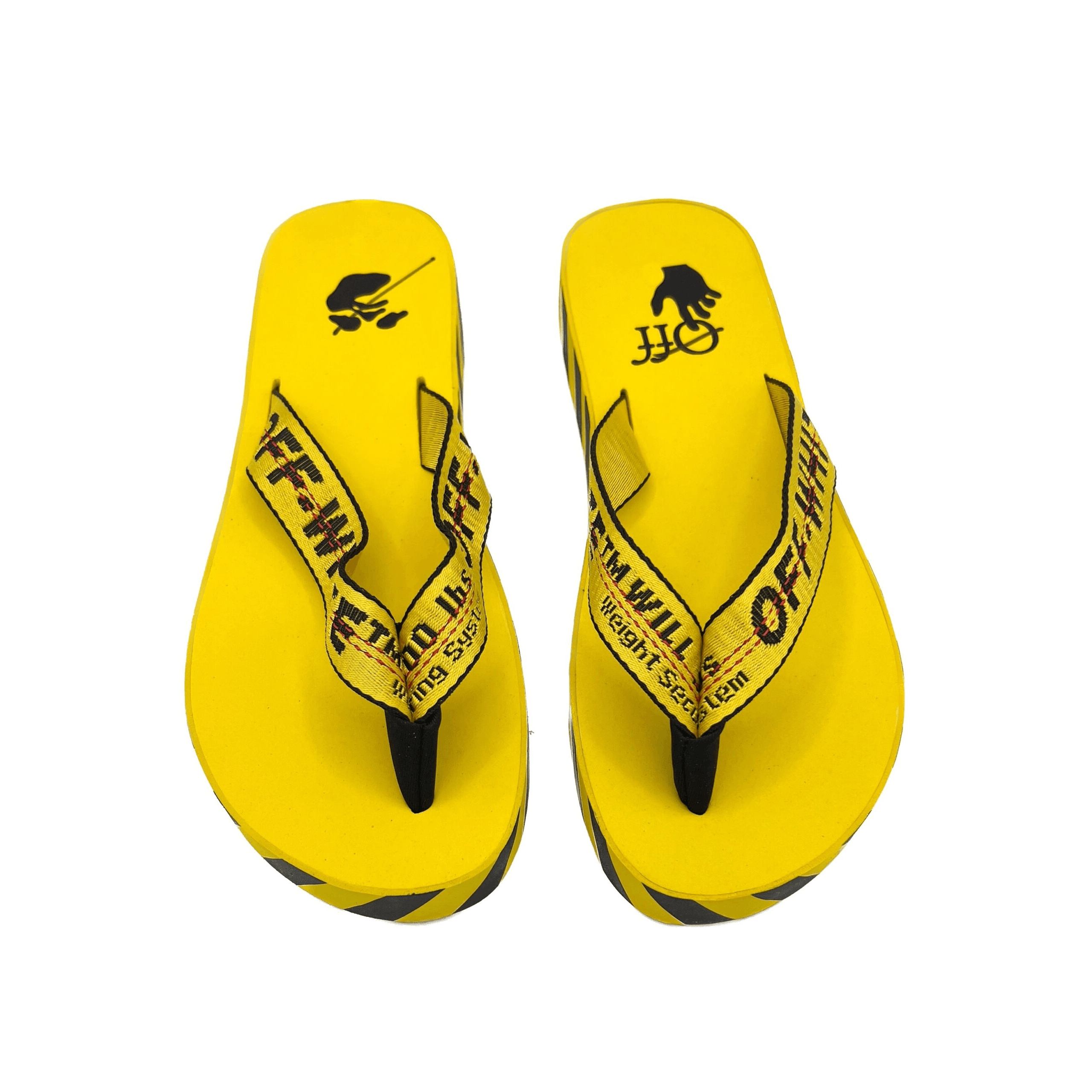 image of Off White Off-White Industrial Strap Logo Flip Flops Size Eu 42 Us 9 Shoes in Yellow Black, Men's
