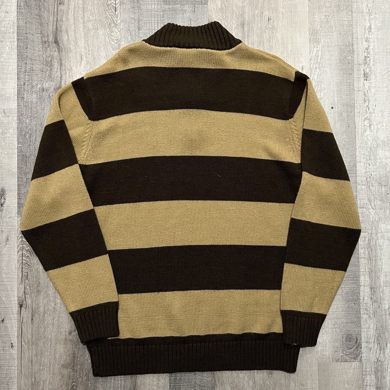 Southpole VTG Southpole Brown/Beige Striped Quarter Zip Knit Sweater Size US XL / EU 56 / 4 - 2 Thumbnail