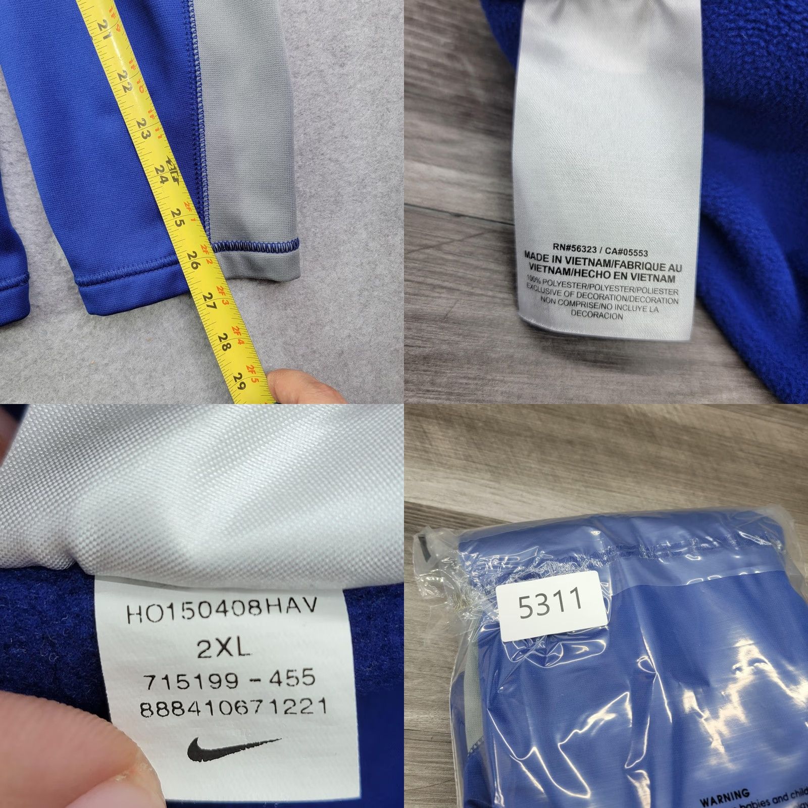 Nike Nike Therma-FIT Running Shirt Mens 2XL Blue 1/4 Zip Pullover Fleece Long Sleeve Size US XXL / EU 58 / 5 - 8 Thumbnail