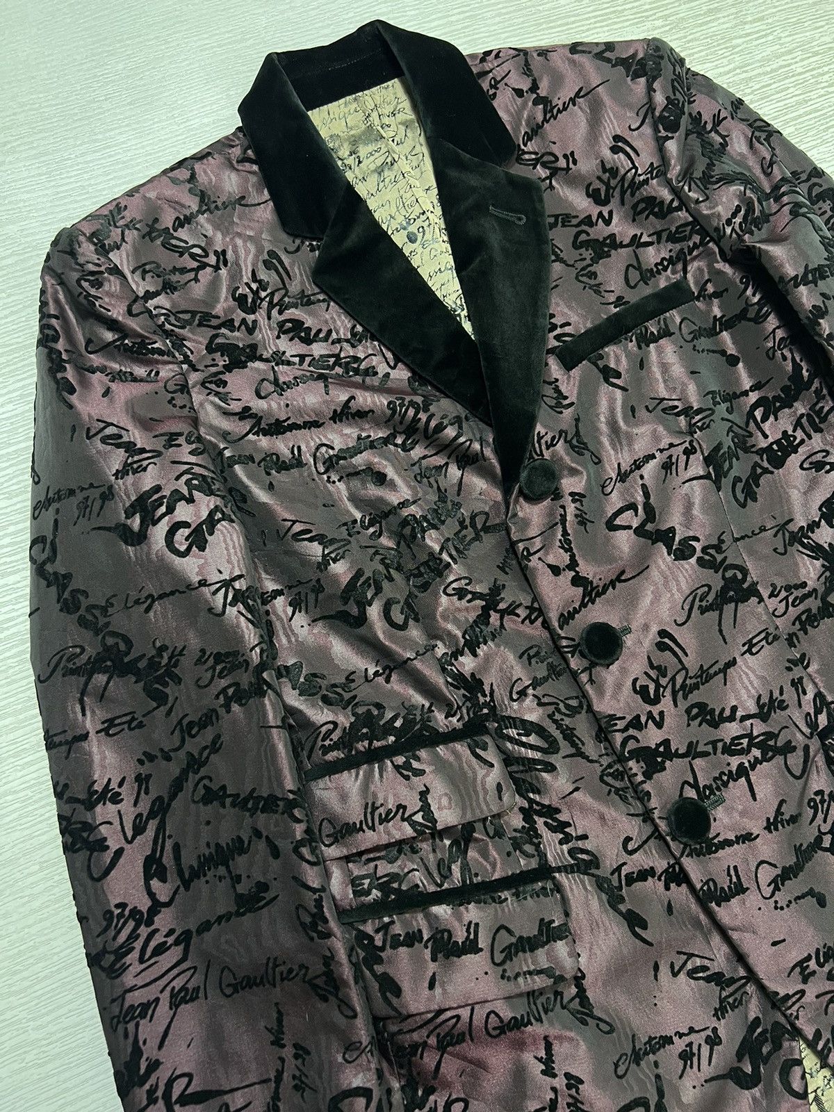 Jean Paul Gaultier JPG AW 97-98 Signature Monogram Print Velvet Jacquard Blazer Size M / US 6-8 / IT 42-44 - 6 Thumbnail