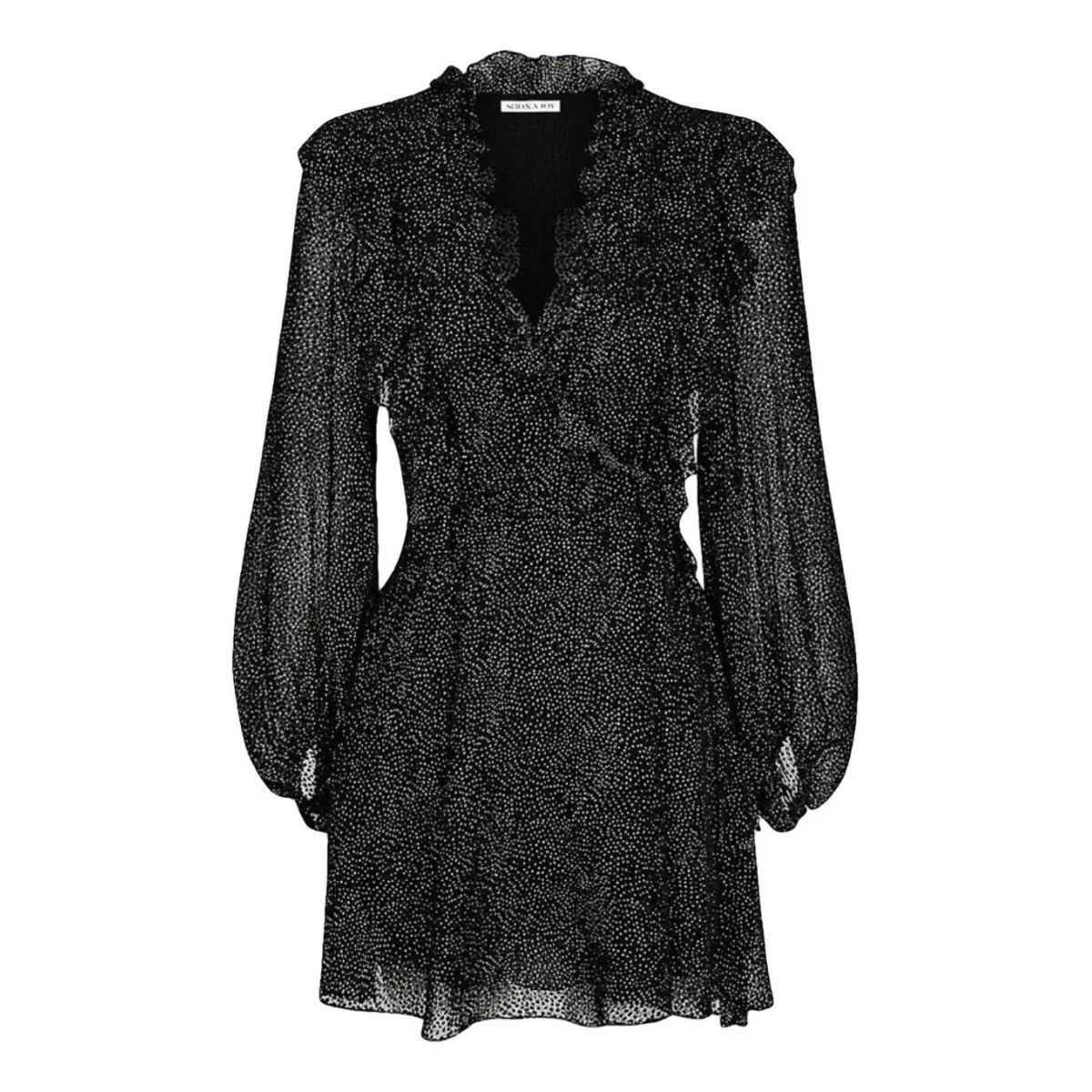 Shona Joy Shona Joy Bowie Ruffle Polka Dot Black Mini Dress Size XS / US 0-2 / IT 36-38 - 6 Thumbnail