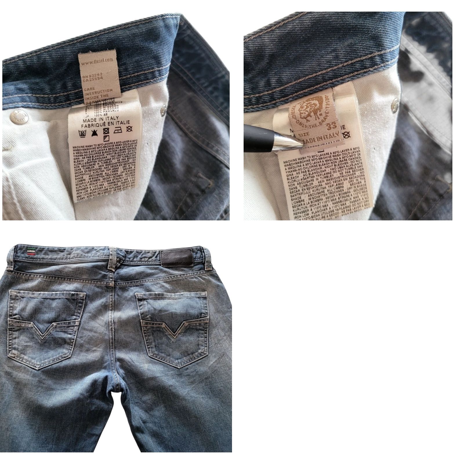 Diesel Diesel Larkee Jeans – W33 L32 – Wash 008ZT – Made in Italy – Blue – Regular Fit – Men’s – 33x32 Size US 33 - 8 Thumbnail
