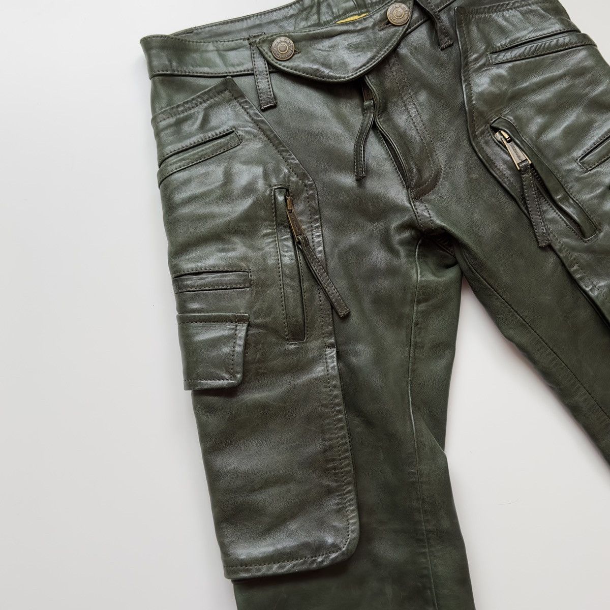 Dsquared2 Dsquared2 F/W 2006 Dark Green Leather Pants Size US 30 / EU 46 - 11 Thumbnail