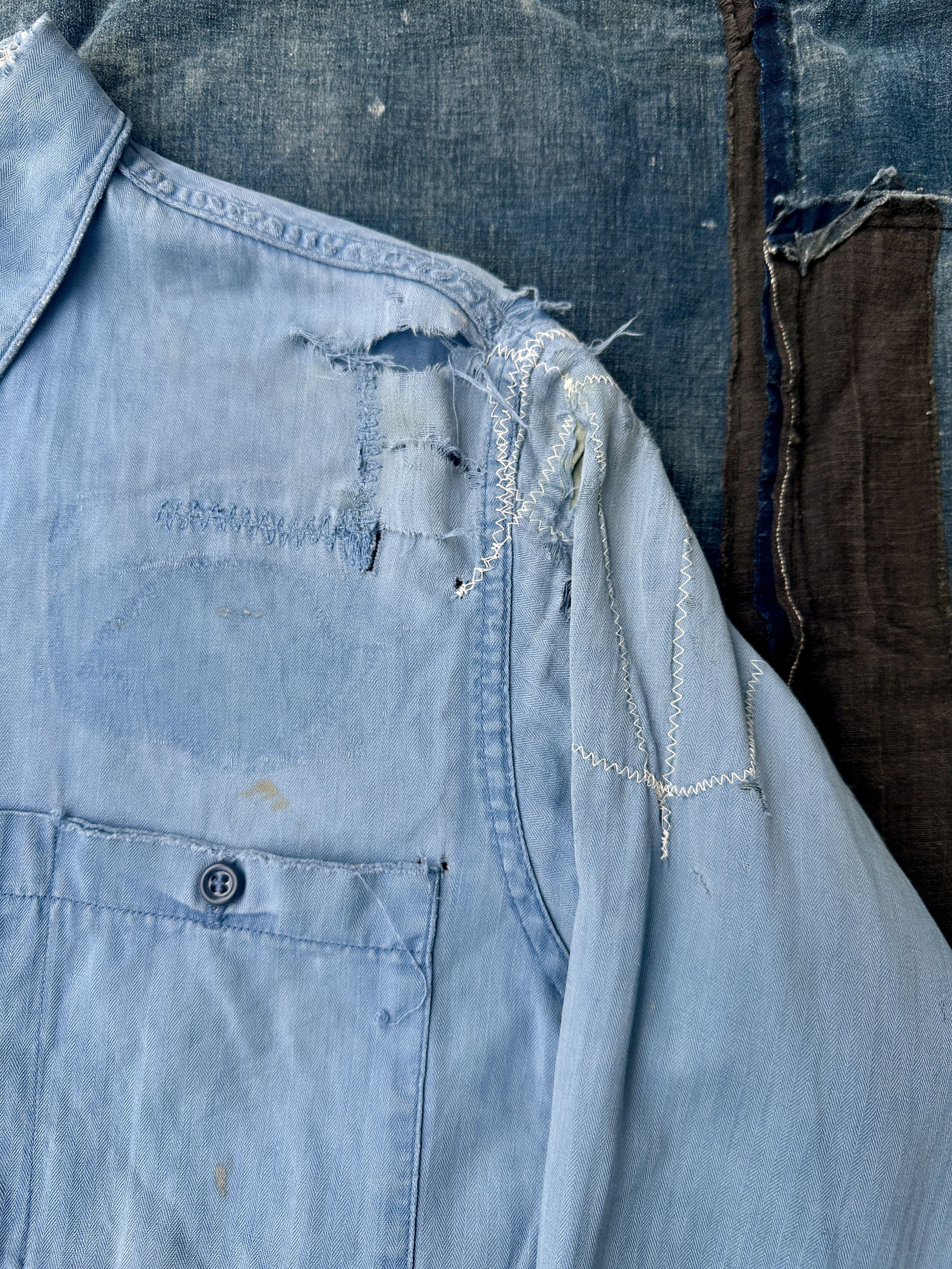 Vintage 40s-50s Herringbone HBT Boro zombie trashed Twill painter Size US M / EU 48-50 / 2 - 5 Thumbnail