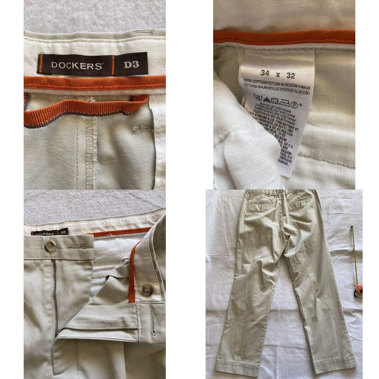 Dockers VINTAGE Dockers D3 Chino Pants Mens 34 x 32 Tan Cotton Solid 15-17 Size US 34 / EU 50 - 8 Thumbnail