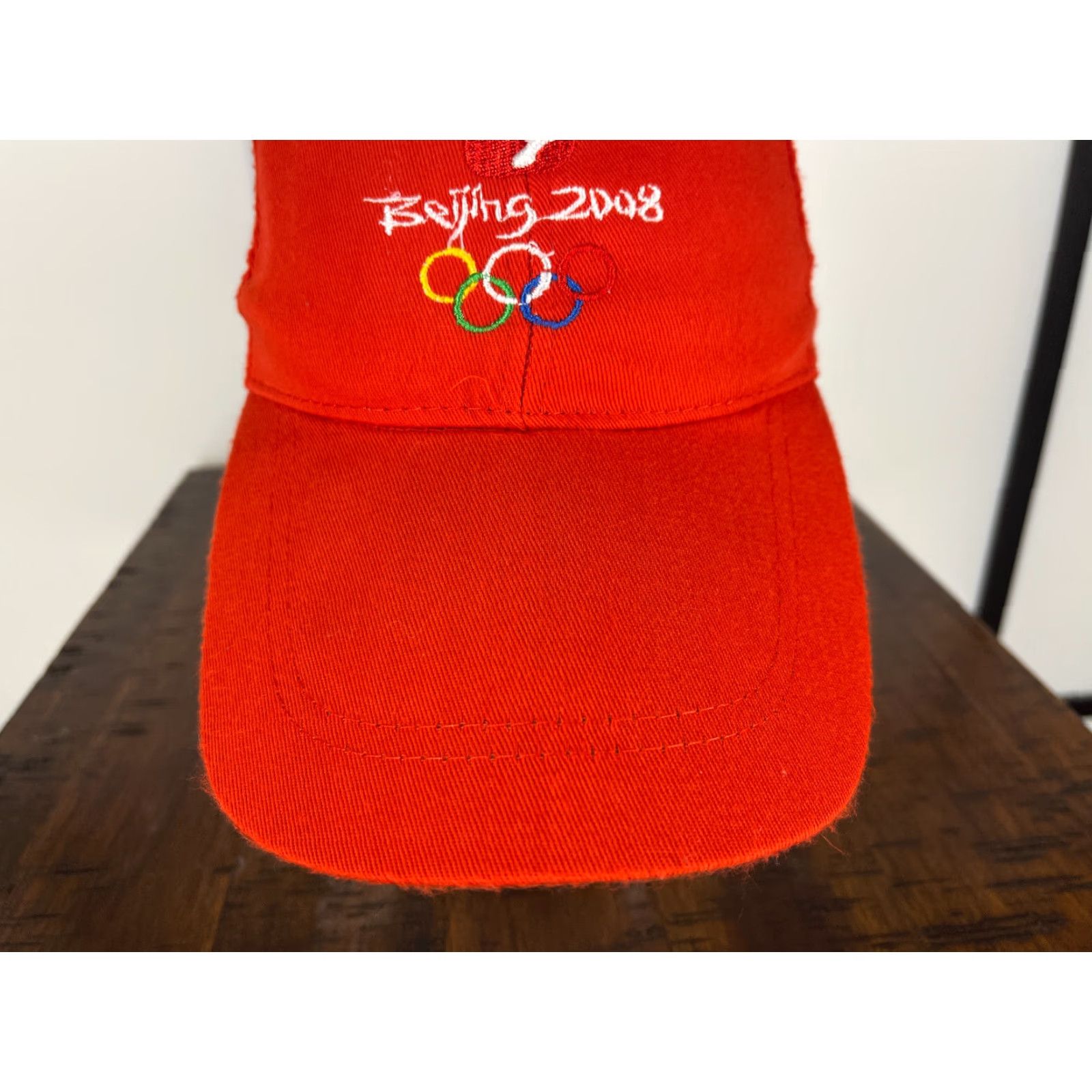 Vintage Olympic Hat Cap Straps Back Adult Red Cotton Embroidered Beijing 2008 Summer Olympics Size ONE SIZE - 3 Thumbnail